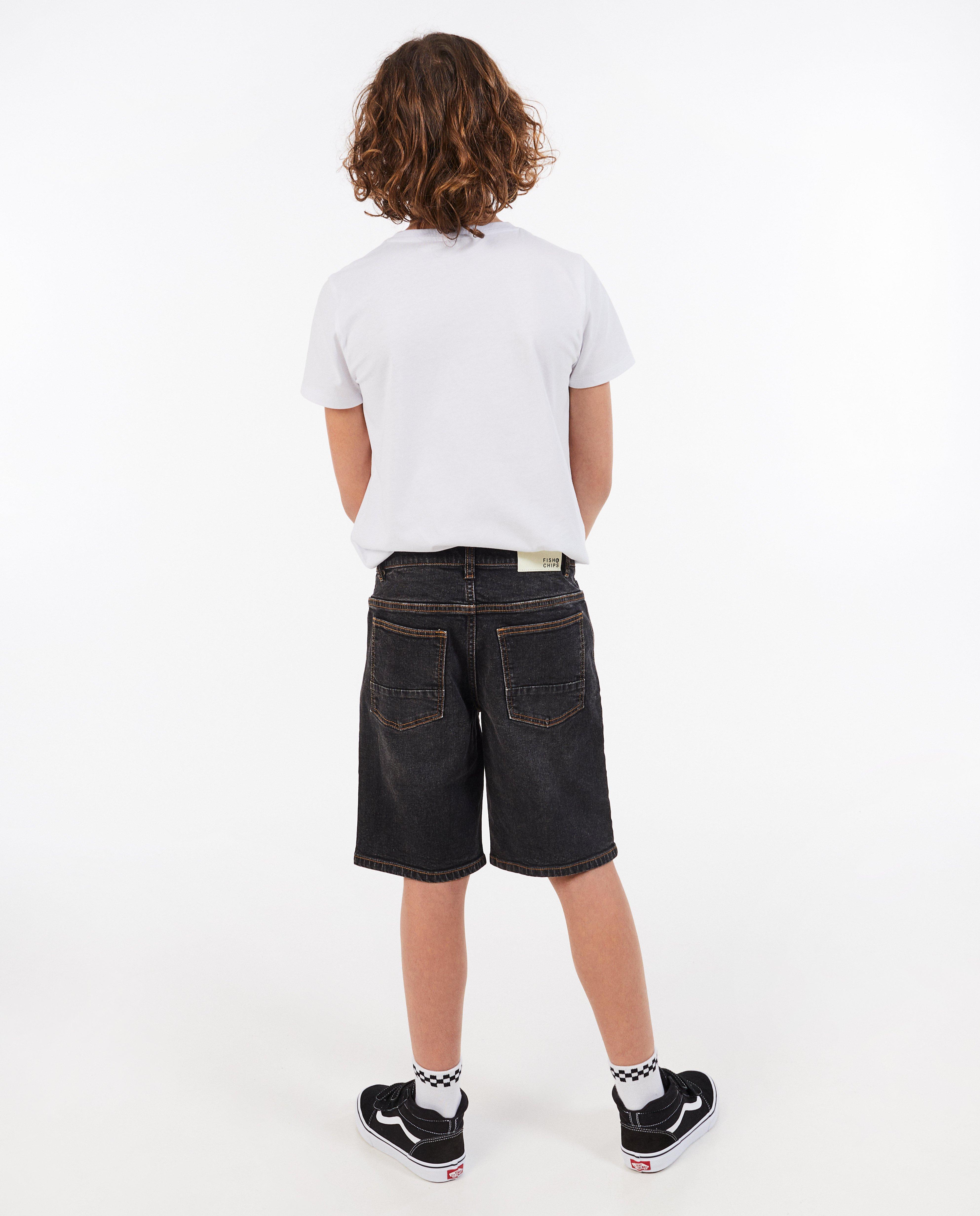 Shorten - Zwarte jeansshort, straight fit