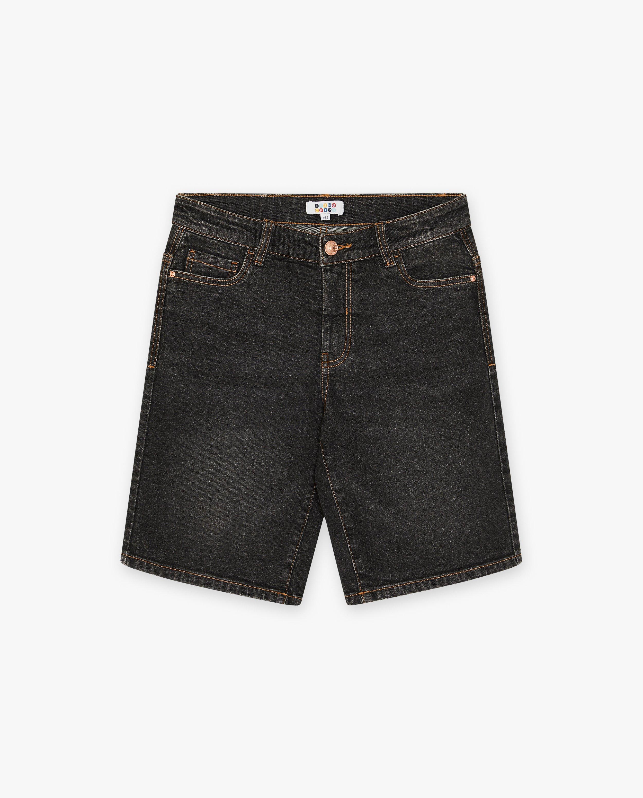 Shorten - Zwarte jeansshort, straight fit