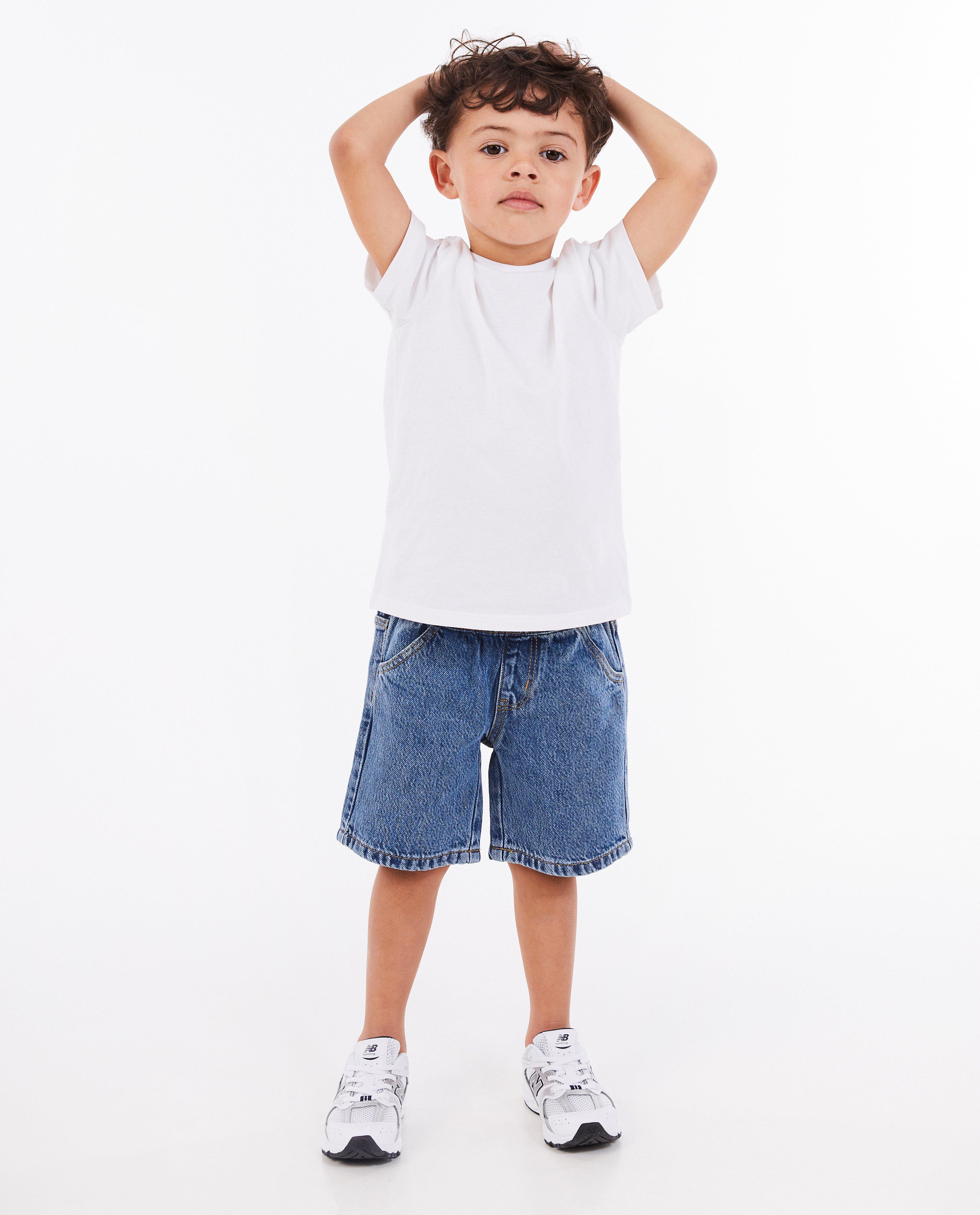 Blauwe jeansshort, straight fit - null - Kidz Nation