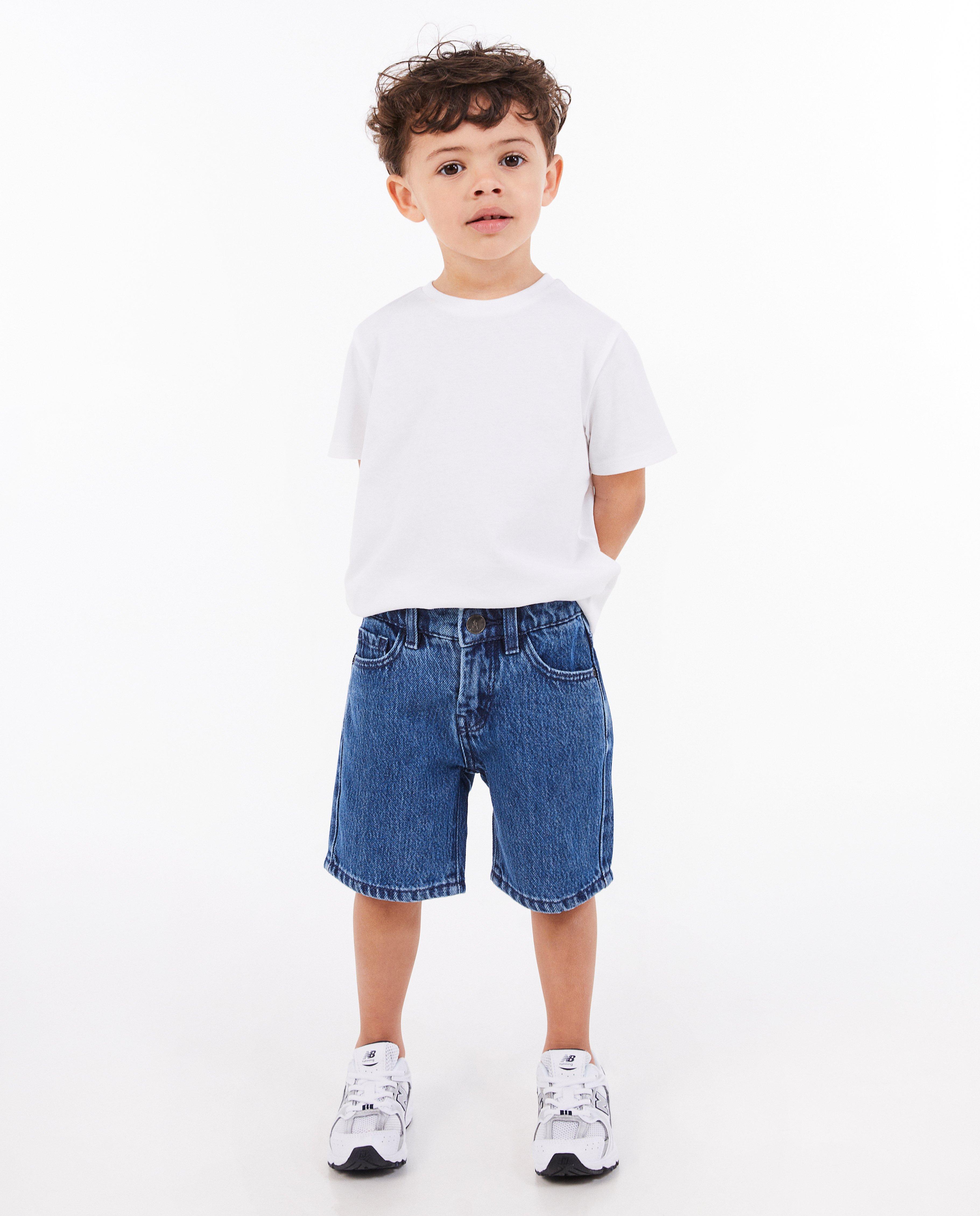 Blauwe jeansshort, straight fit - null - Kidz Nation