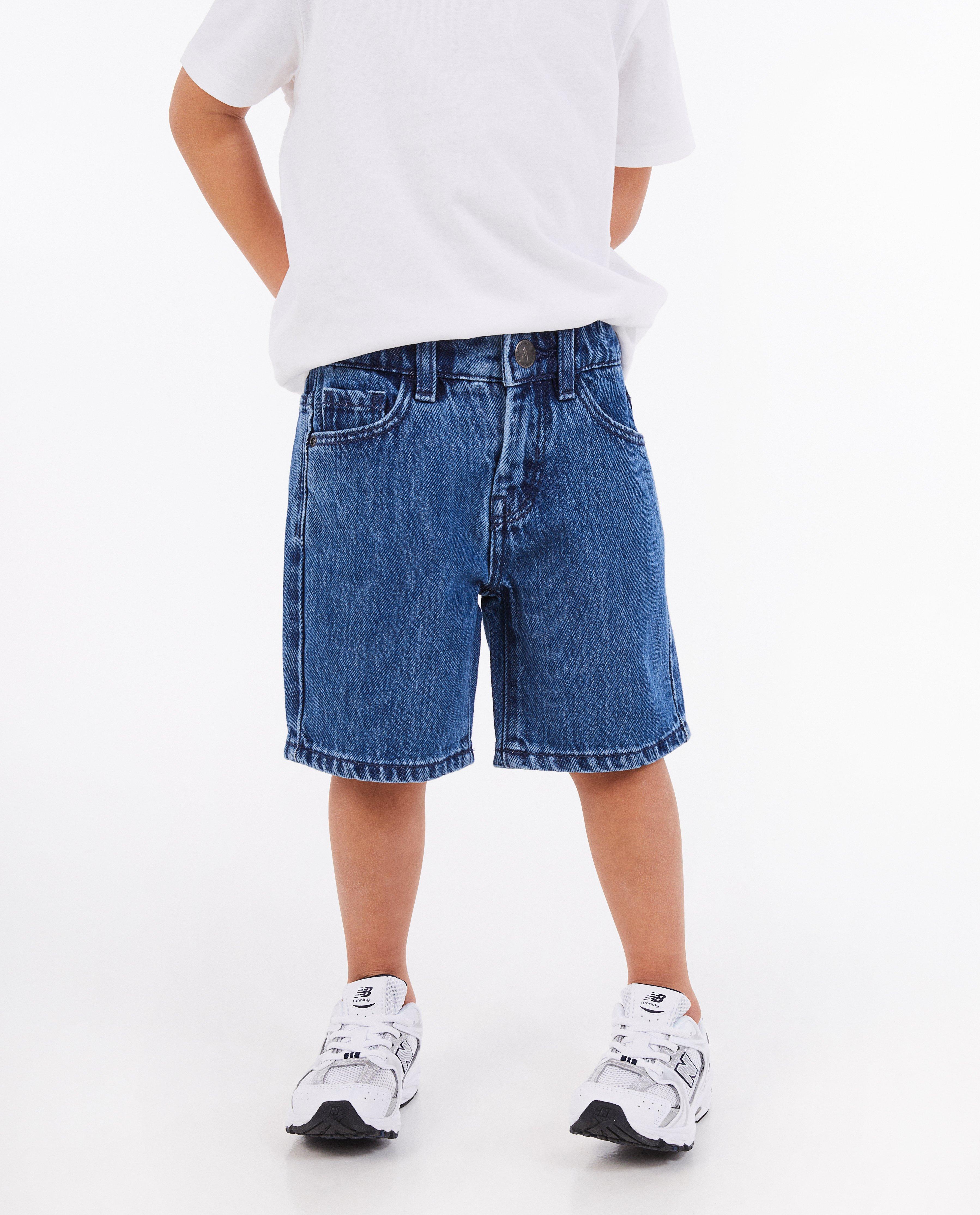 Shorten - Blauwe jeansshort, straight fit