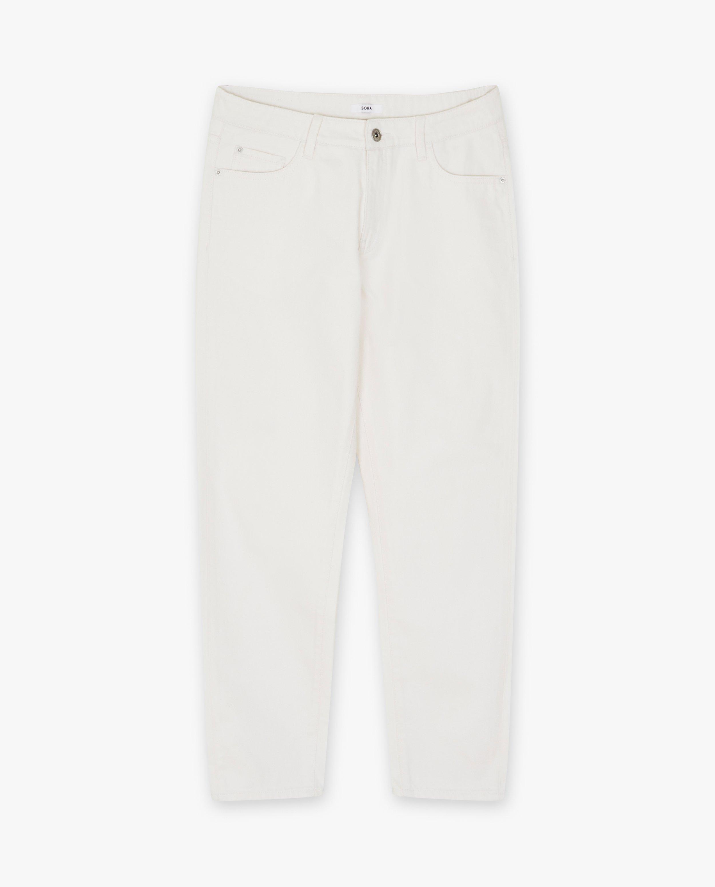 Broeken - Witte broek, mom fit