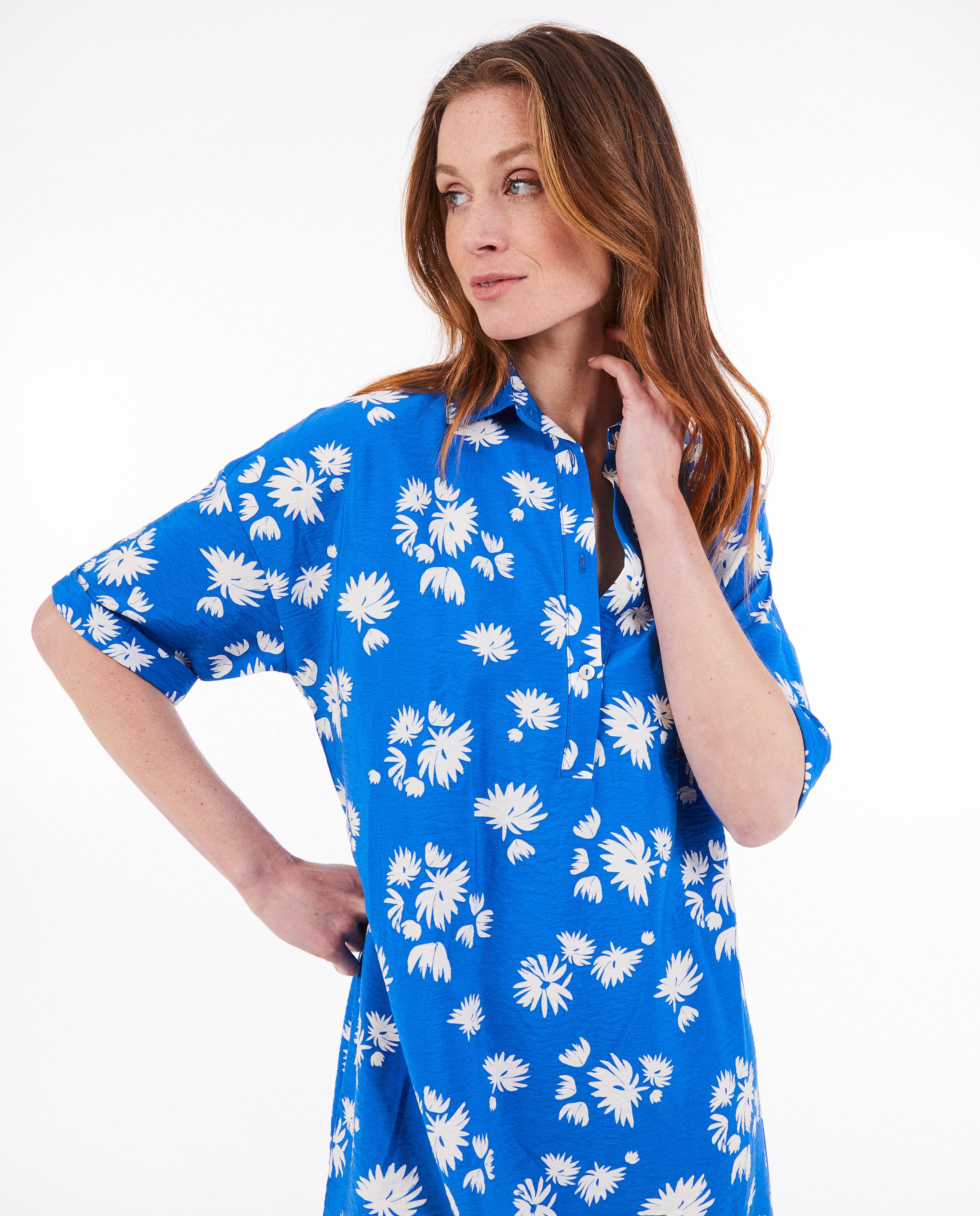 Blauwe jurk met bloemenprint - Product Detail - blauw - afbeelding nummer 3