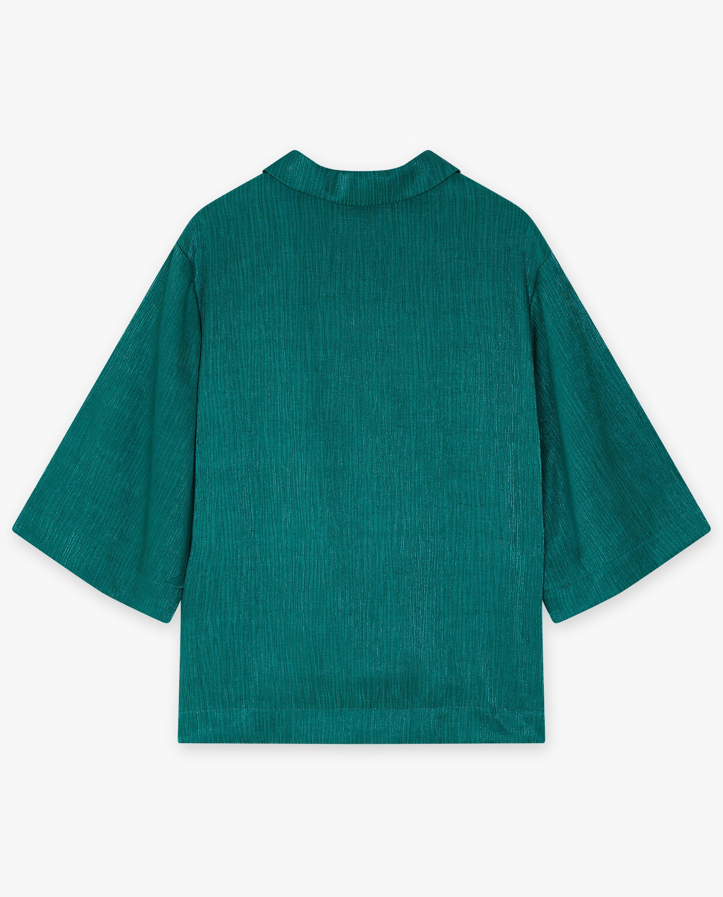 Donkergroene blouse met structuur - Product Detail - khaki - afbeelding nummer 5