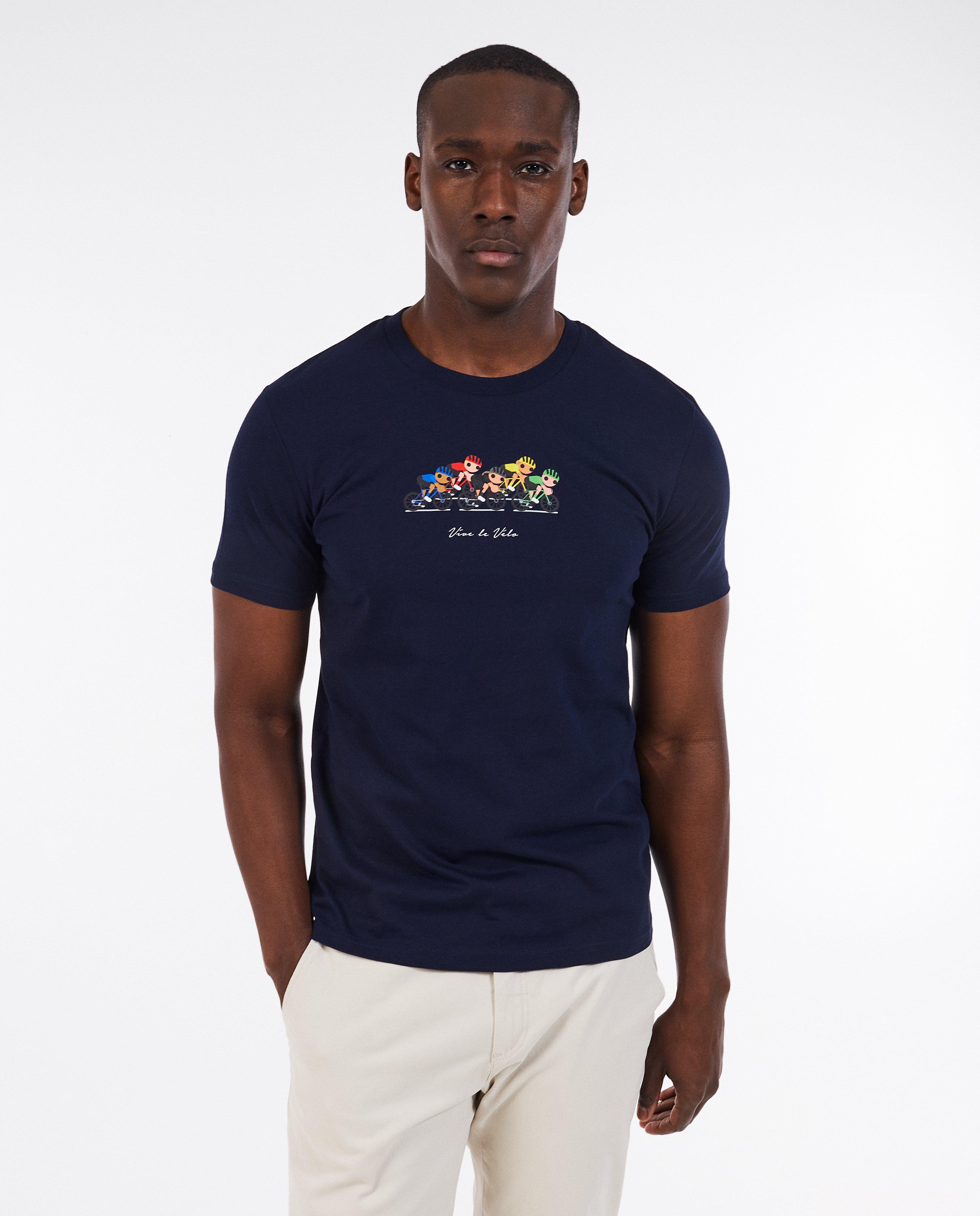T-shirt bleu fonc&eacute; Vive le V&eacute;lo, S-XXL - D&eacute;tails du produit - bleu fonc&eacute; - image num&eacute;ro 1