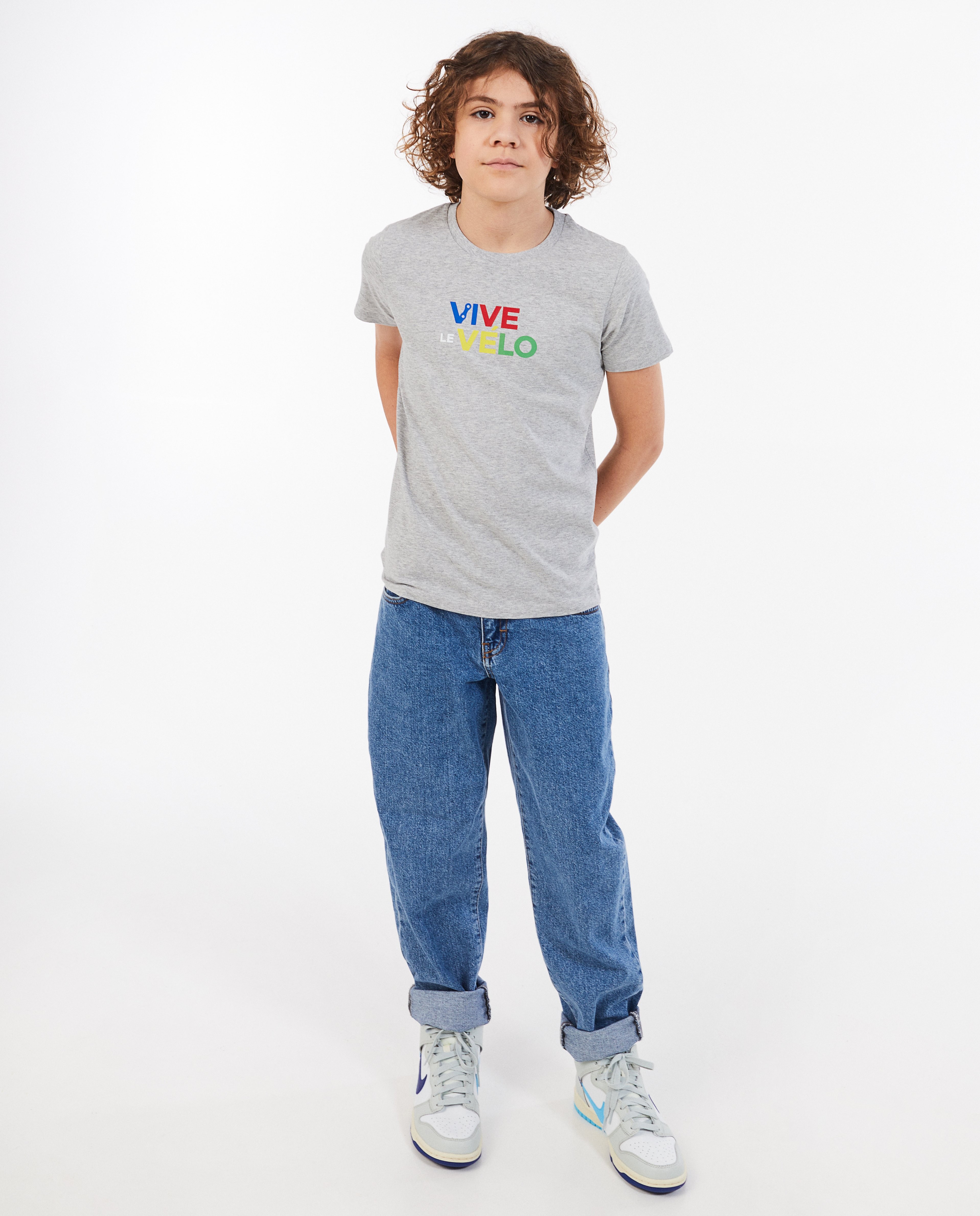 T-shirts - Grijs T-shirt Vive le Vélo, 4-14 jaar