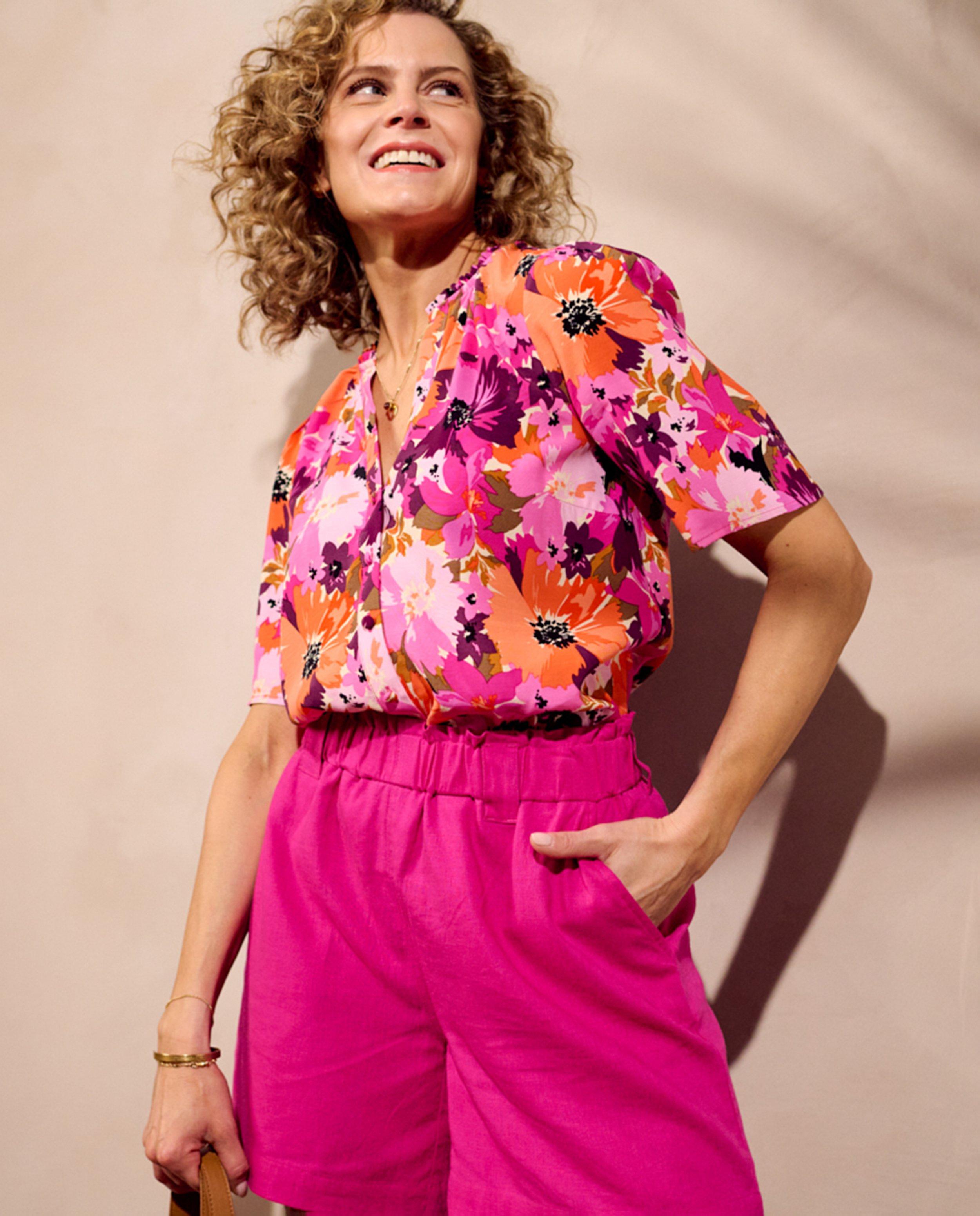 Shorts - Short rose avec du lin