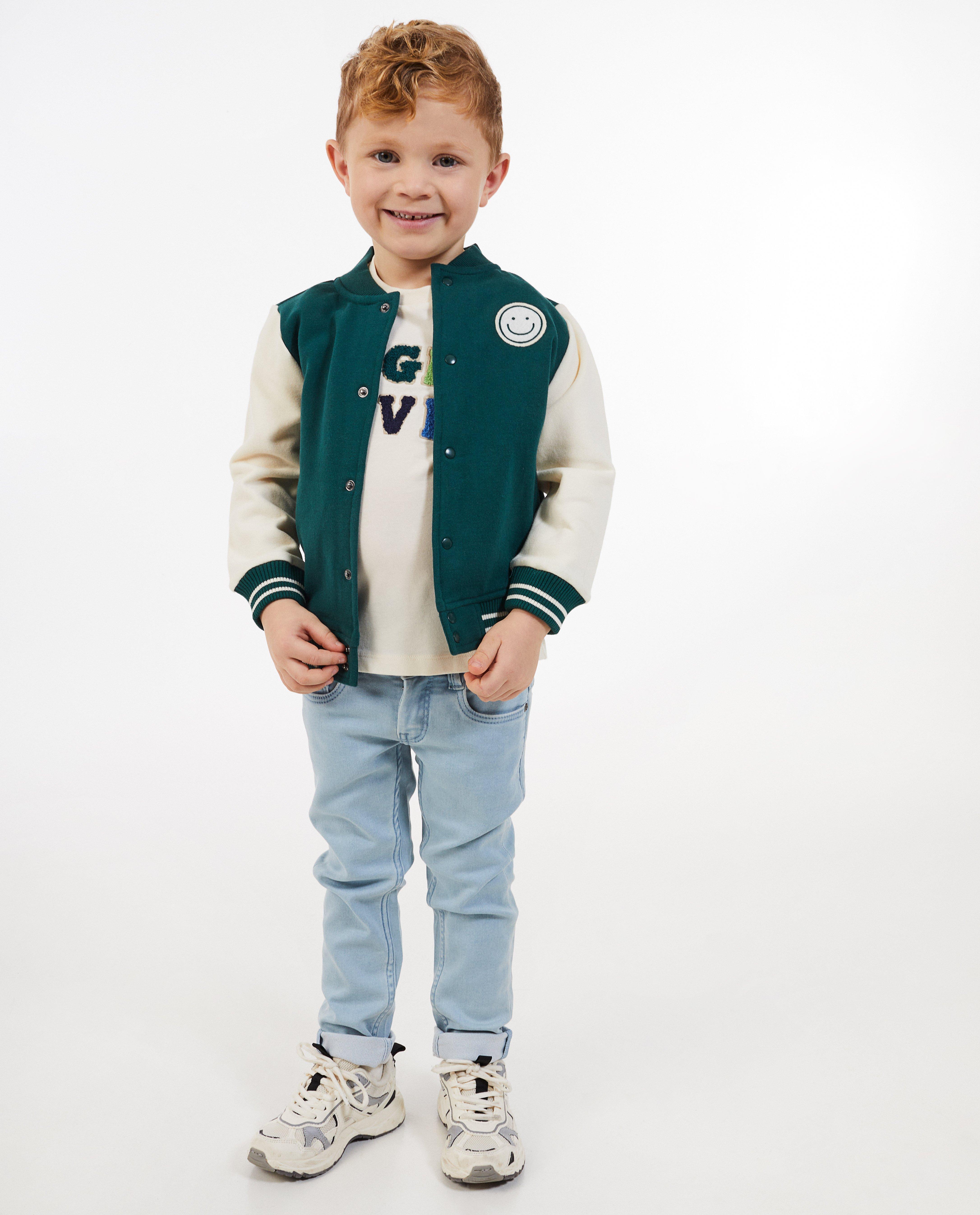Cardigan - Donkergroen baseball vest