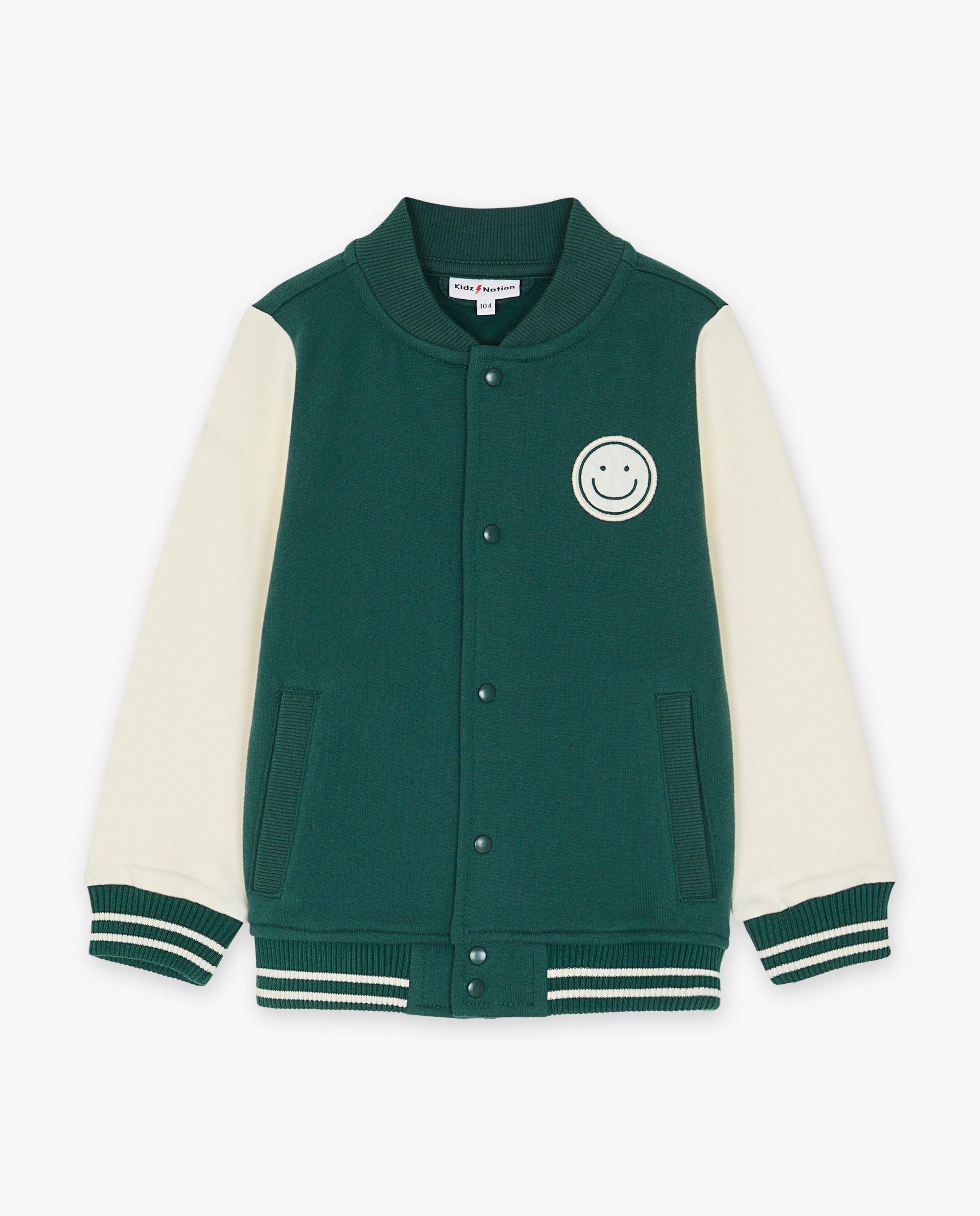 Cardigan - Donkergroen baseball vest