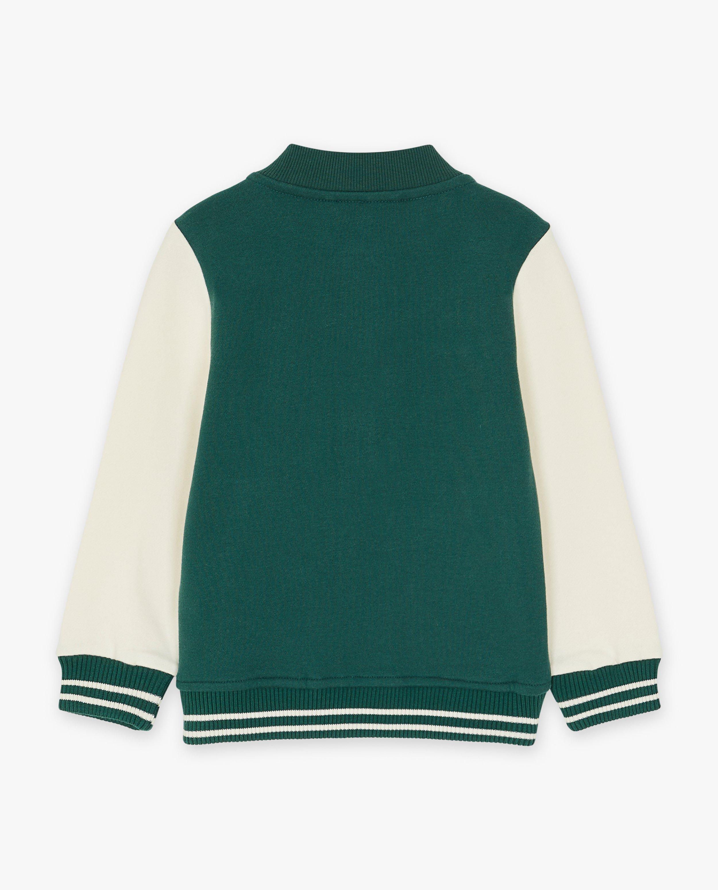 Cardigan - Donkergroen baseball vest