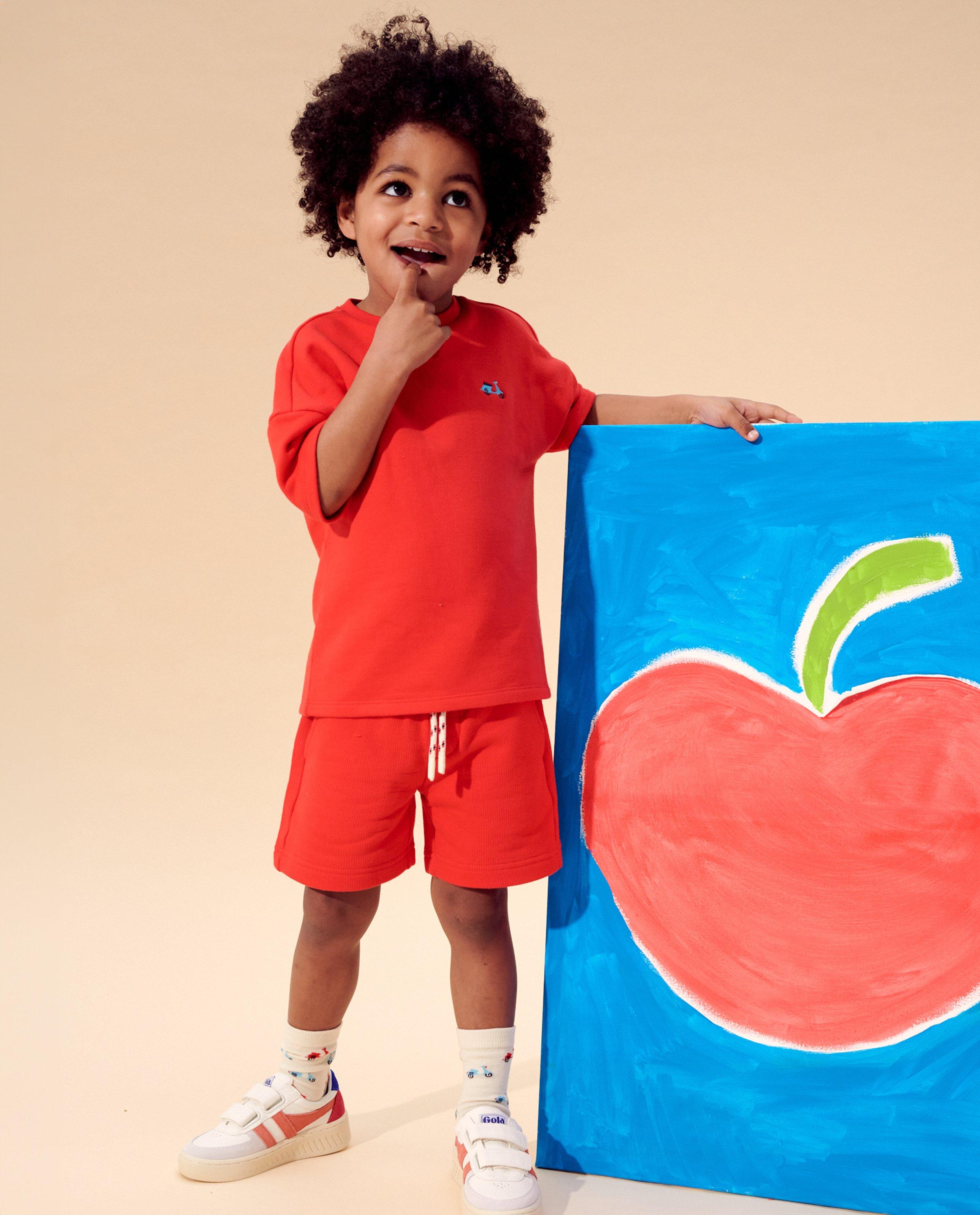 Rode short met fijne rib - null - Kidz Nation