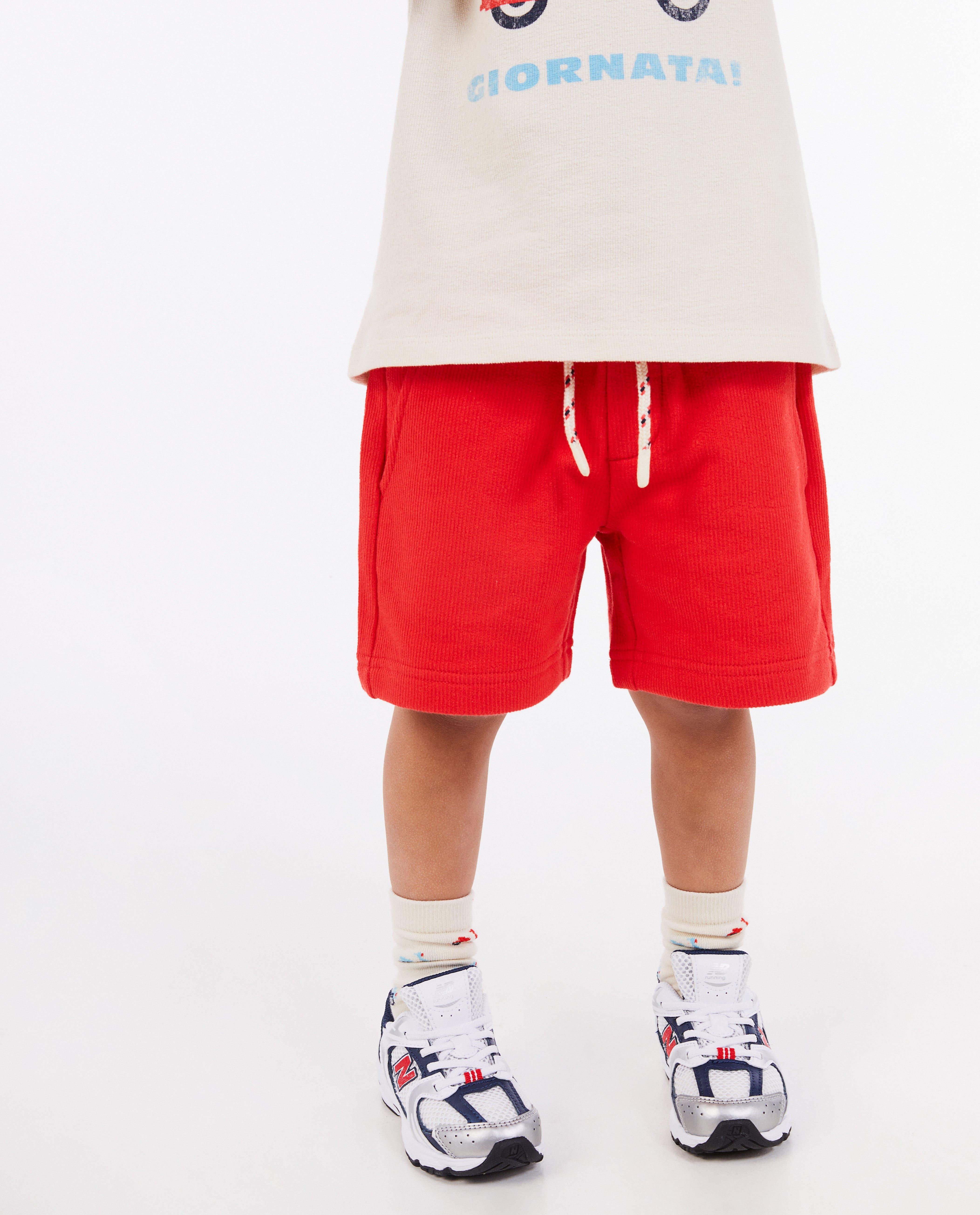 Shorten - Rode short met fijne rib
