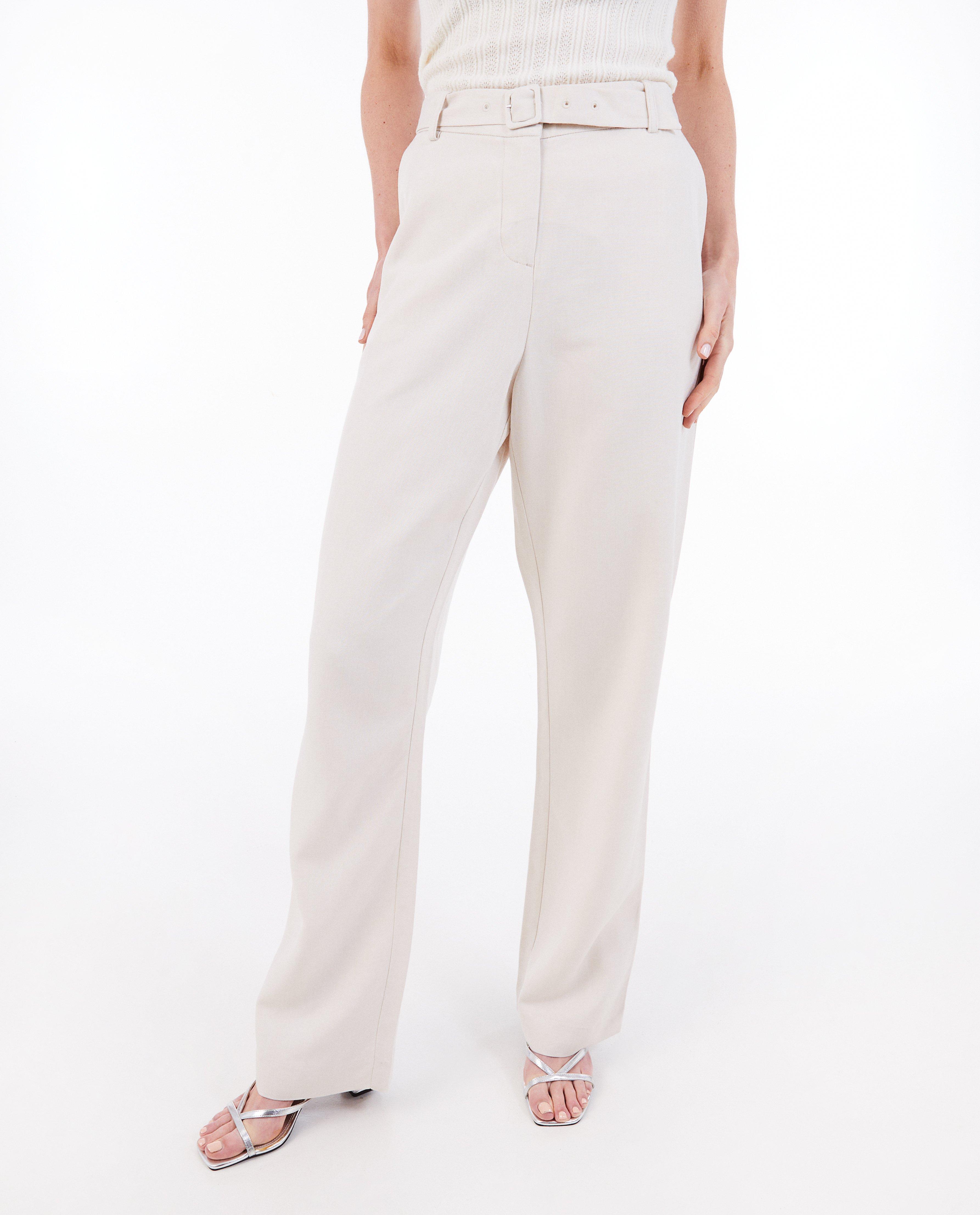 Broeken - Beige broek met linnen
