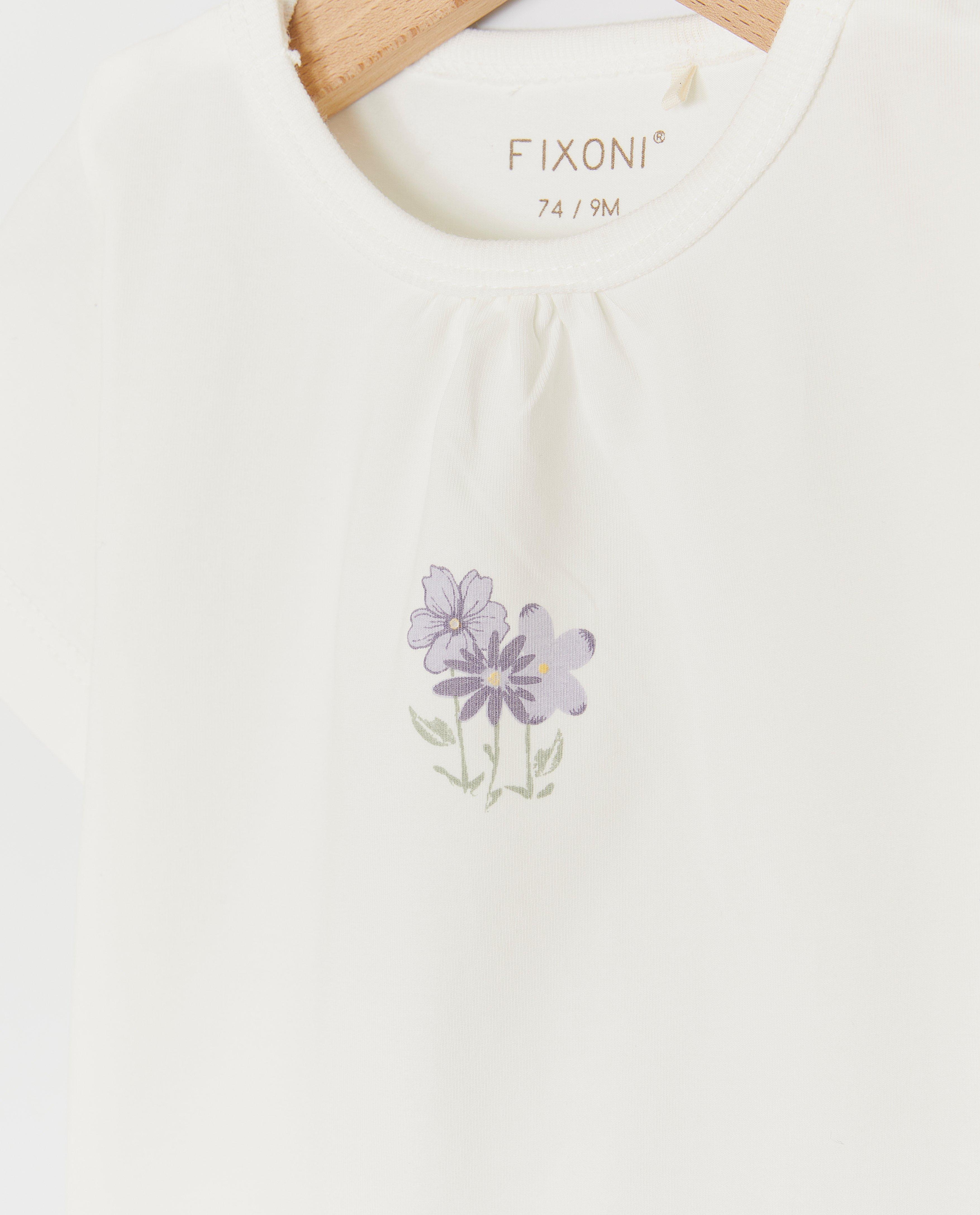 T-shirt fleuri - D&eacute;tails du produit - blanc - image num&eacute;ro 3