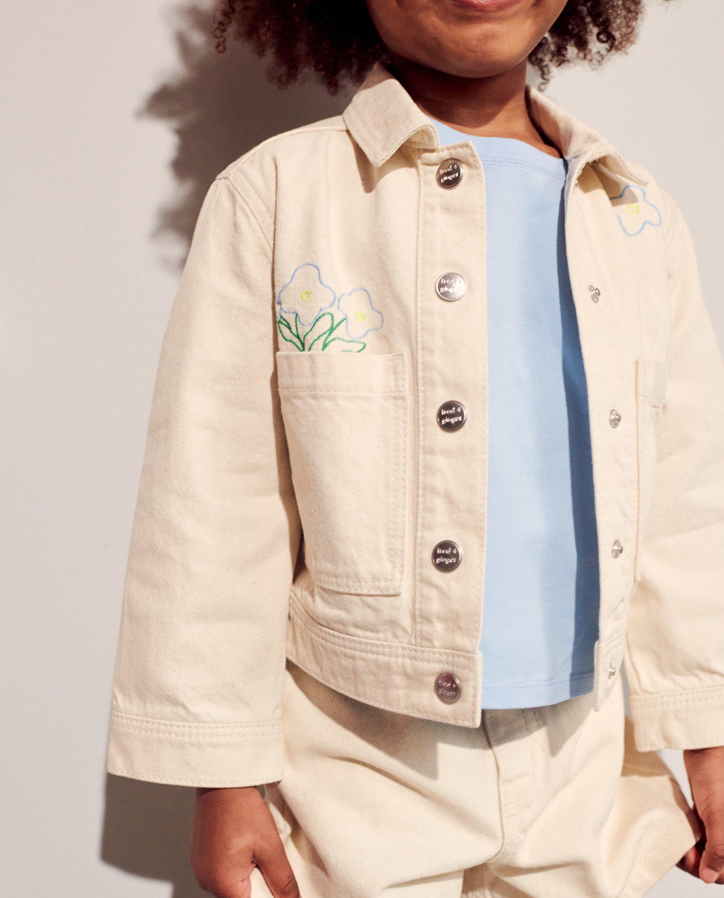 Blazers - Jeansvest met geborduurde bloemen