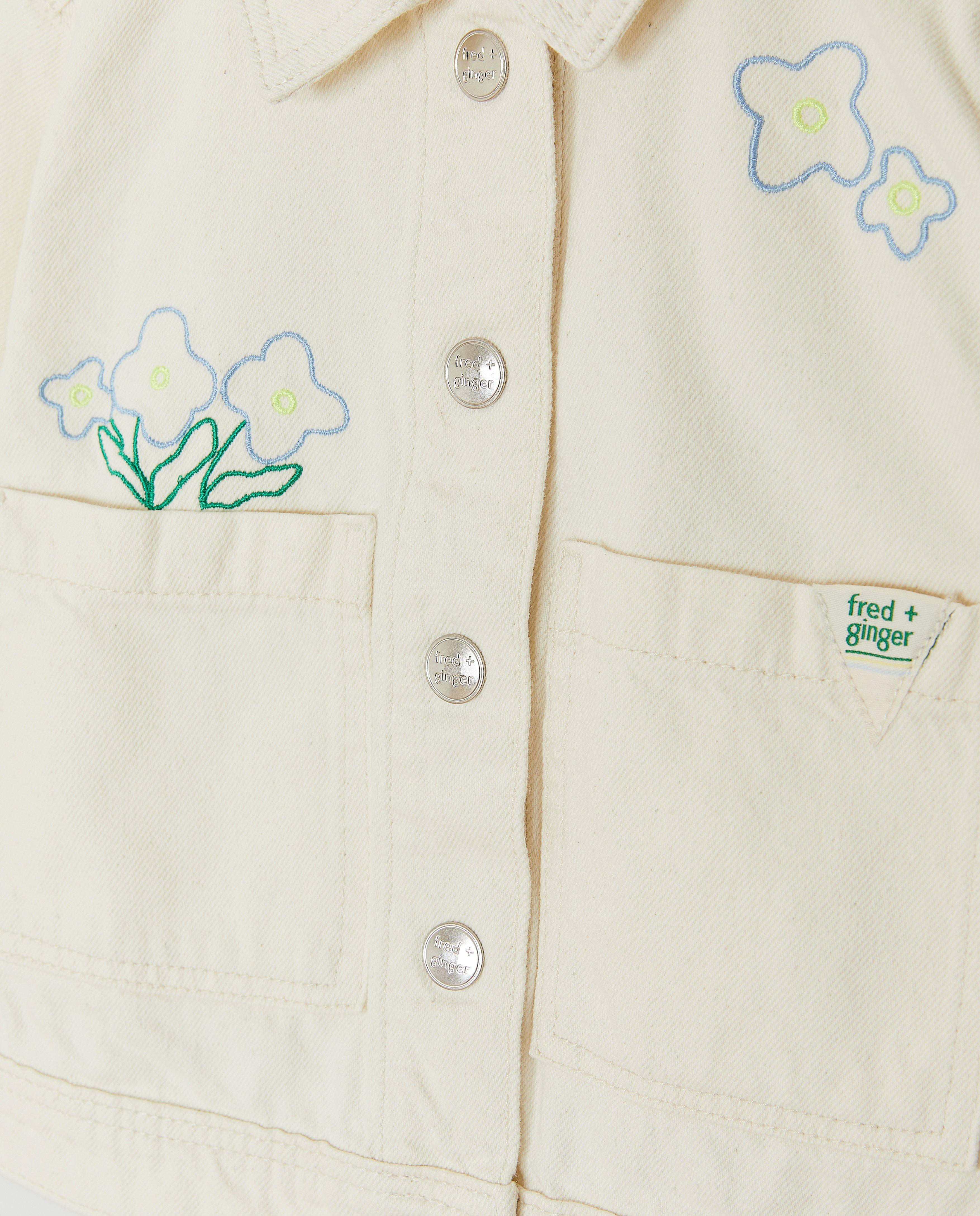 Blazers - Jeansvest met geborduurde bloemen