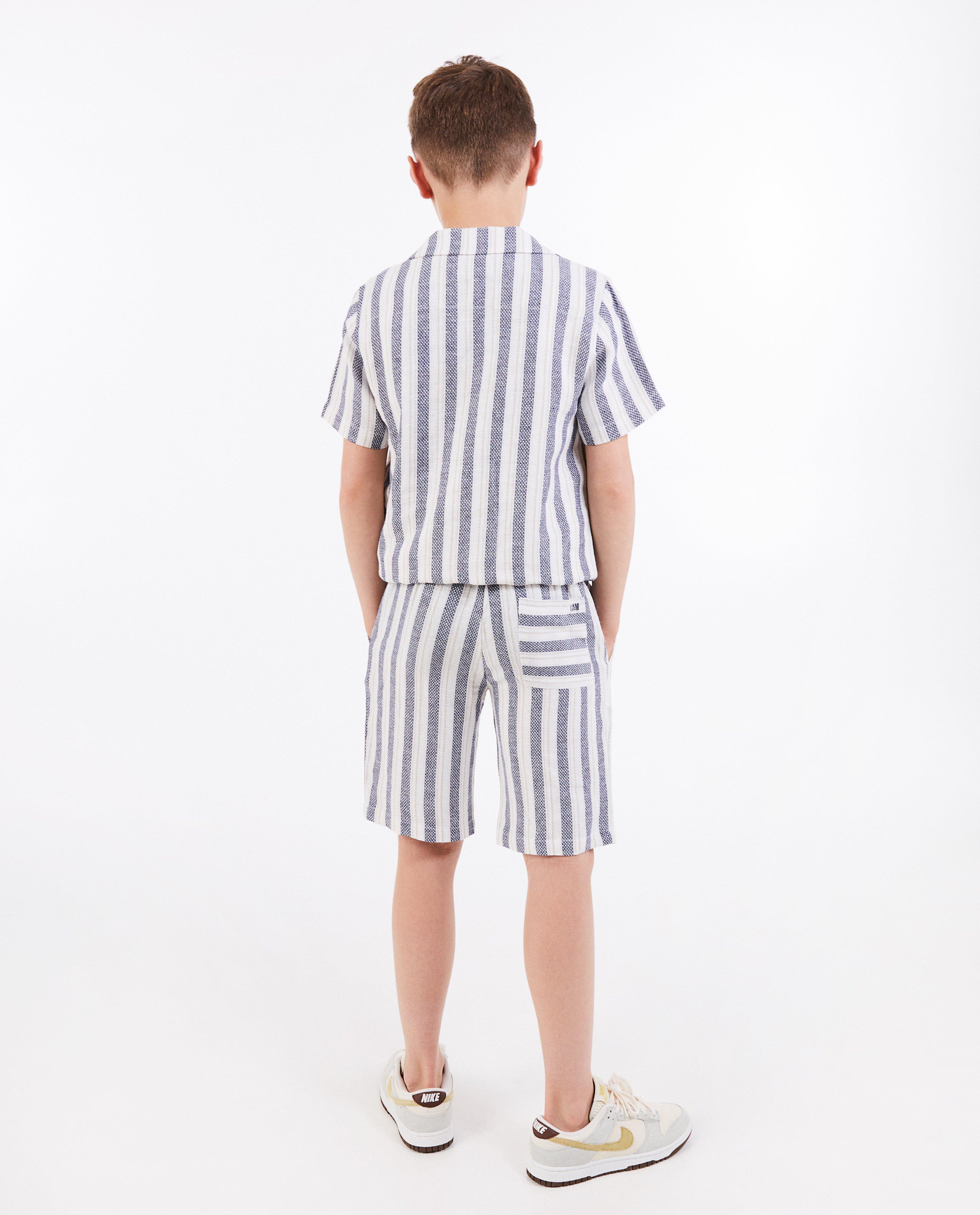 Short en lin, 7-14 ans - D&eacute;tails du produit - bleu - image num&eacute;ro 2