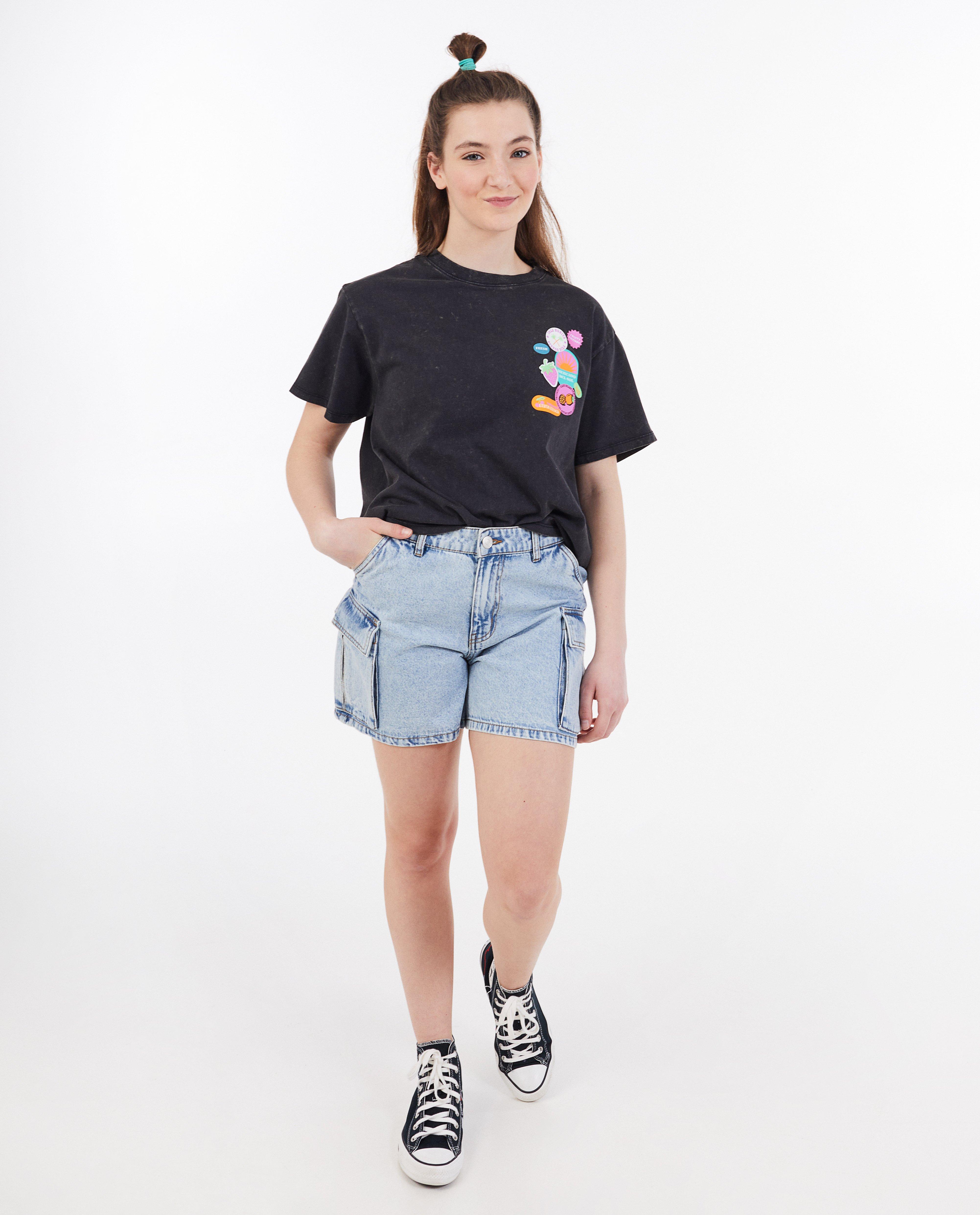 Blauwe jeansshort, cargo fit - null - Groggy