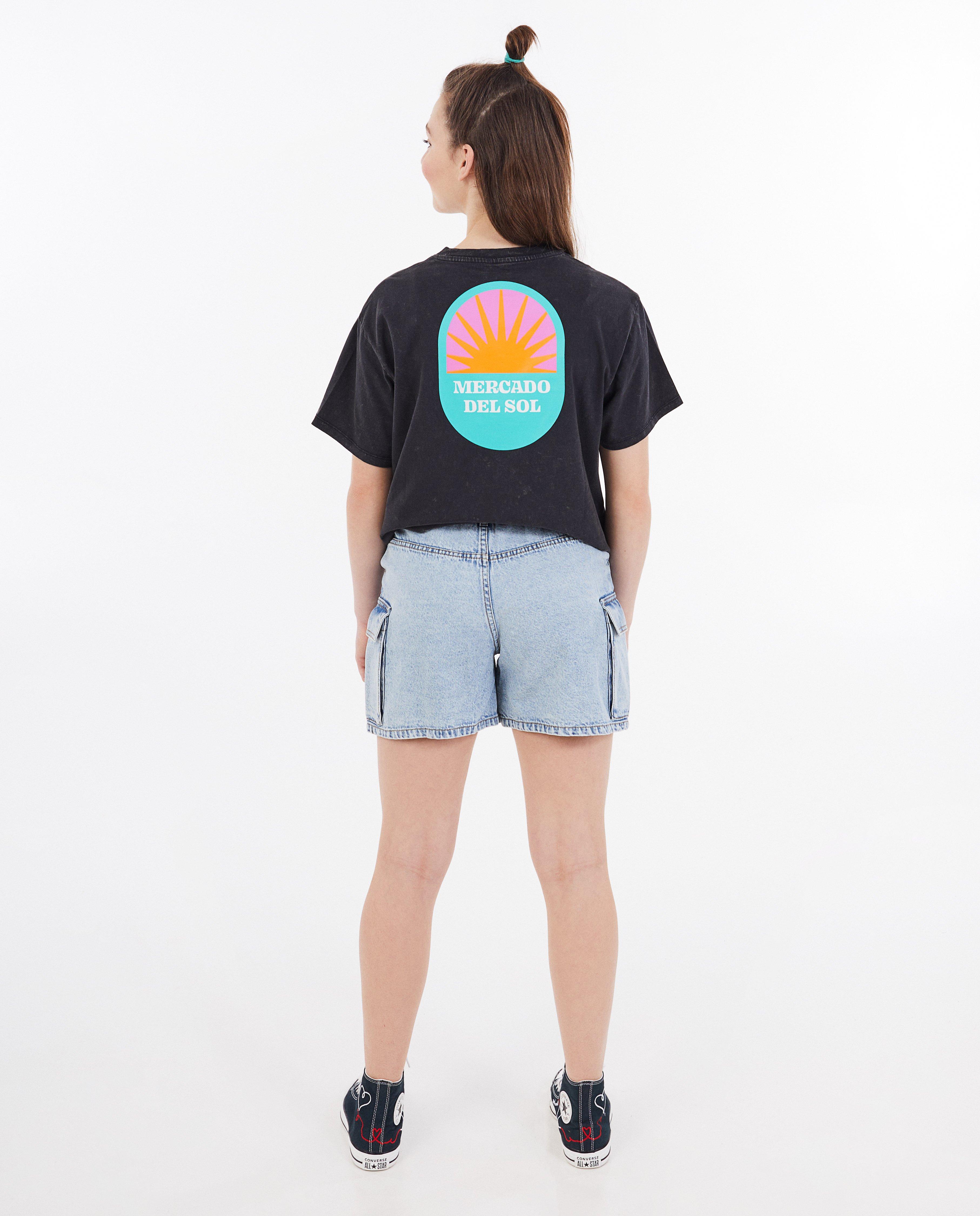 Shorten - Blauwe jeansshort, cargo fit