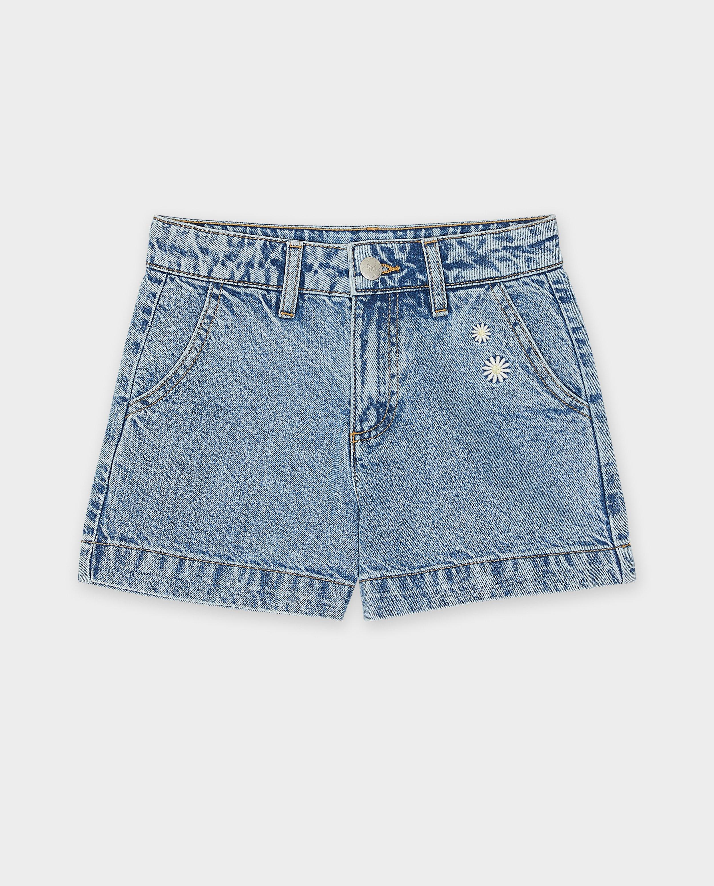 Shorten - Jeansshort met geborduurde bloemen