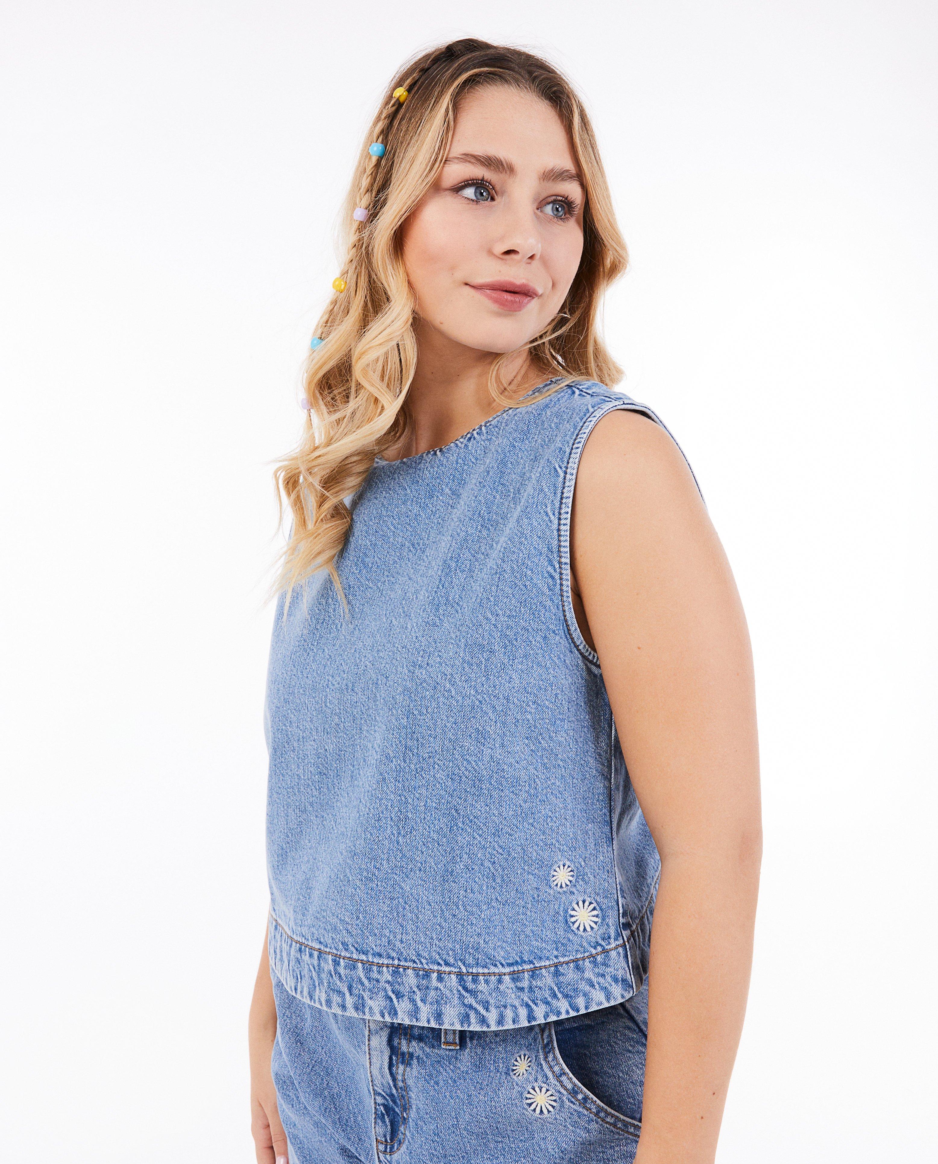 Top bleu en jeans - D&eacute;tails du produit - bleu - image num&eacute;ro 2