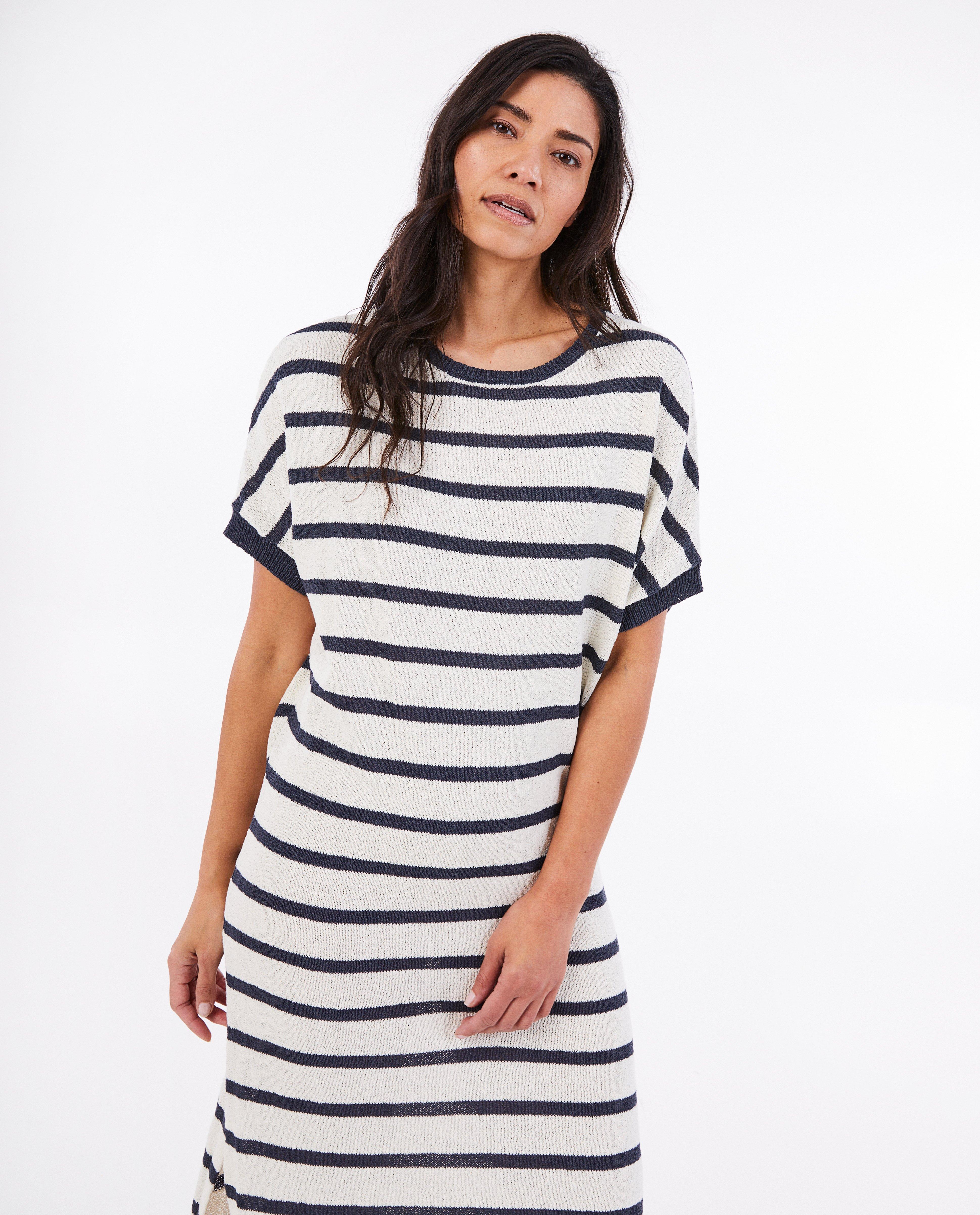 Gebreide jurk met structuur, dames - Product Detail - wit - afbeelding nummer 3