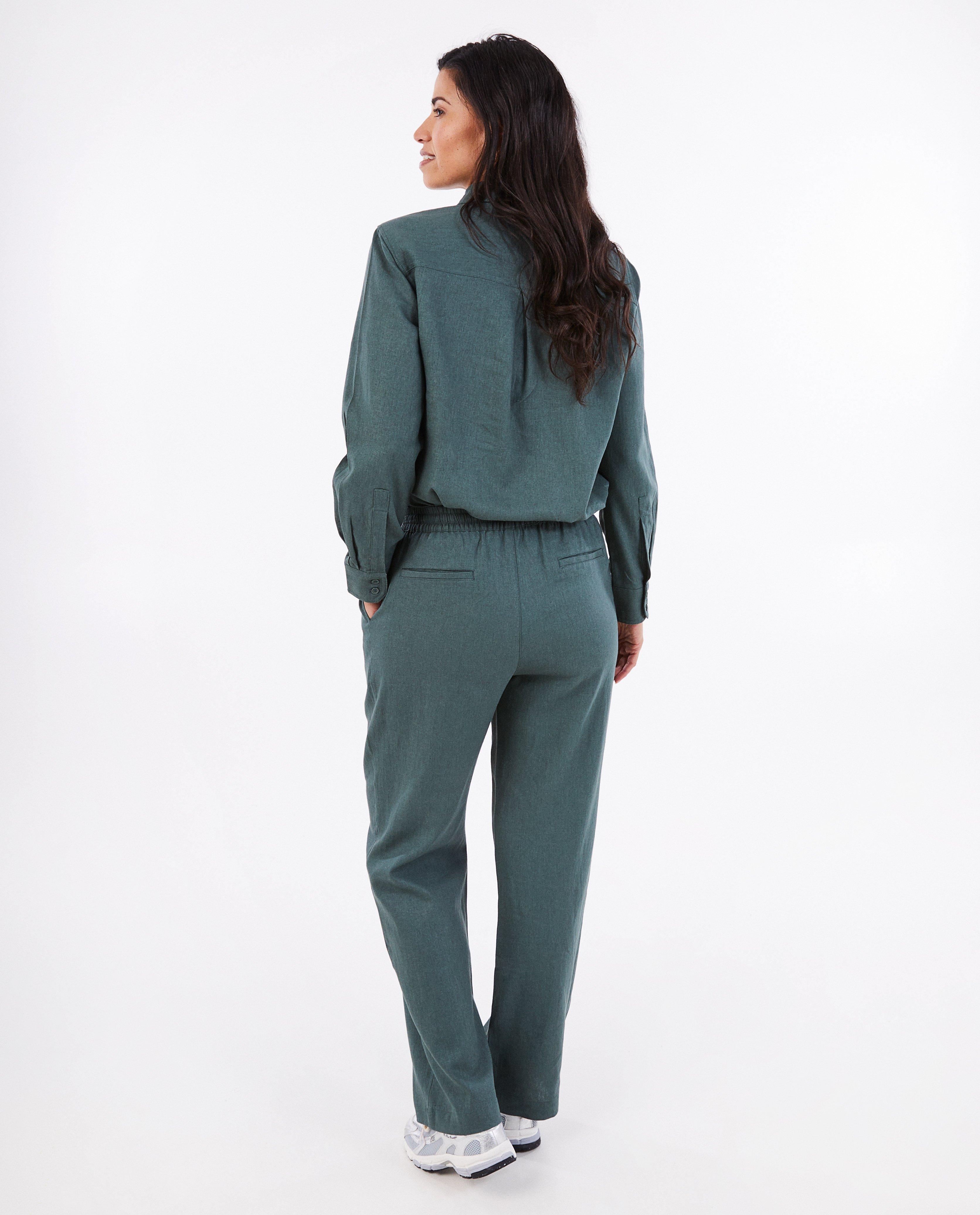 Broeken - Groene broek met linnen