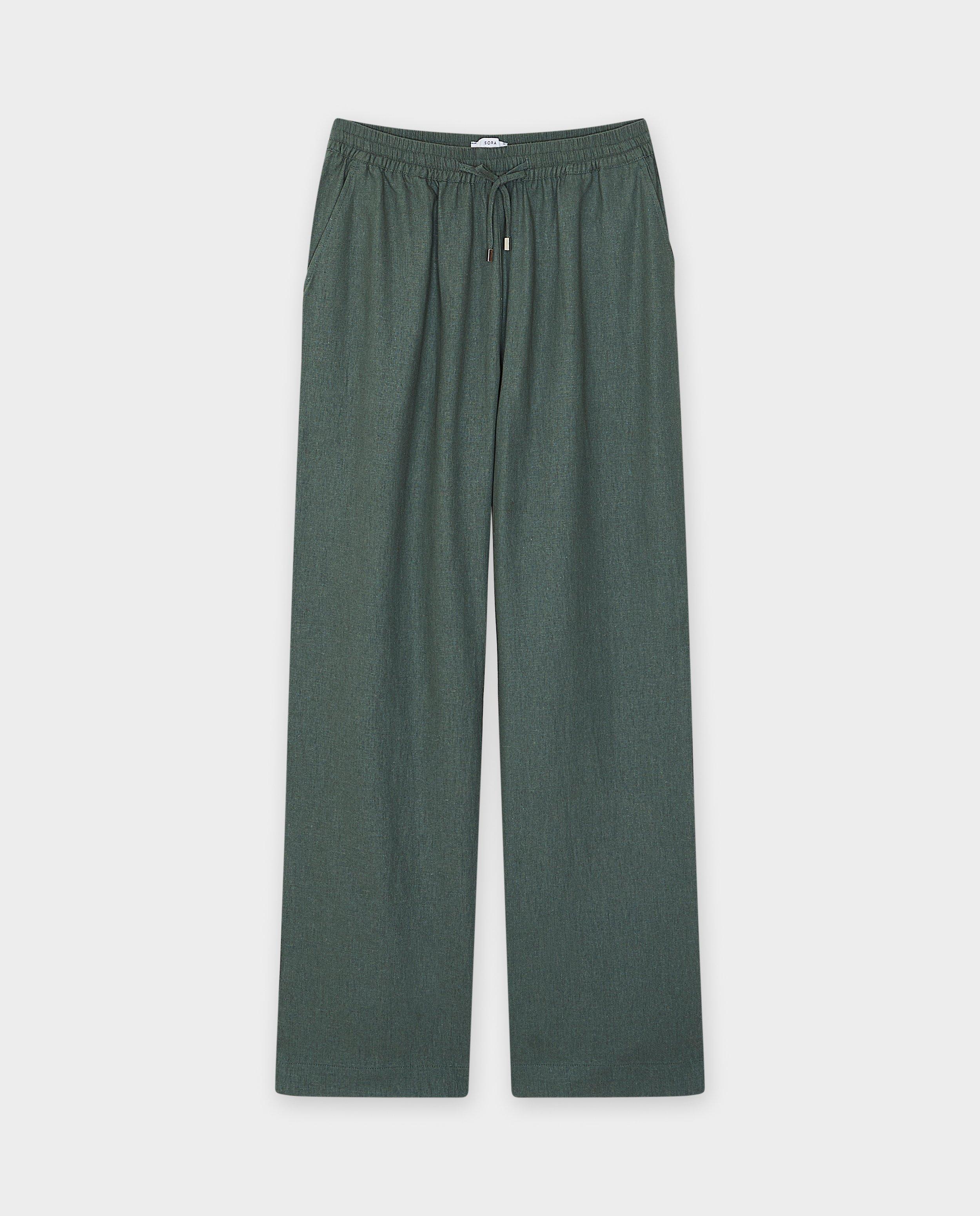 Broeken - Groene broek met linnen