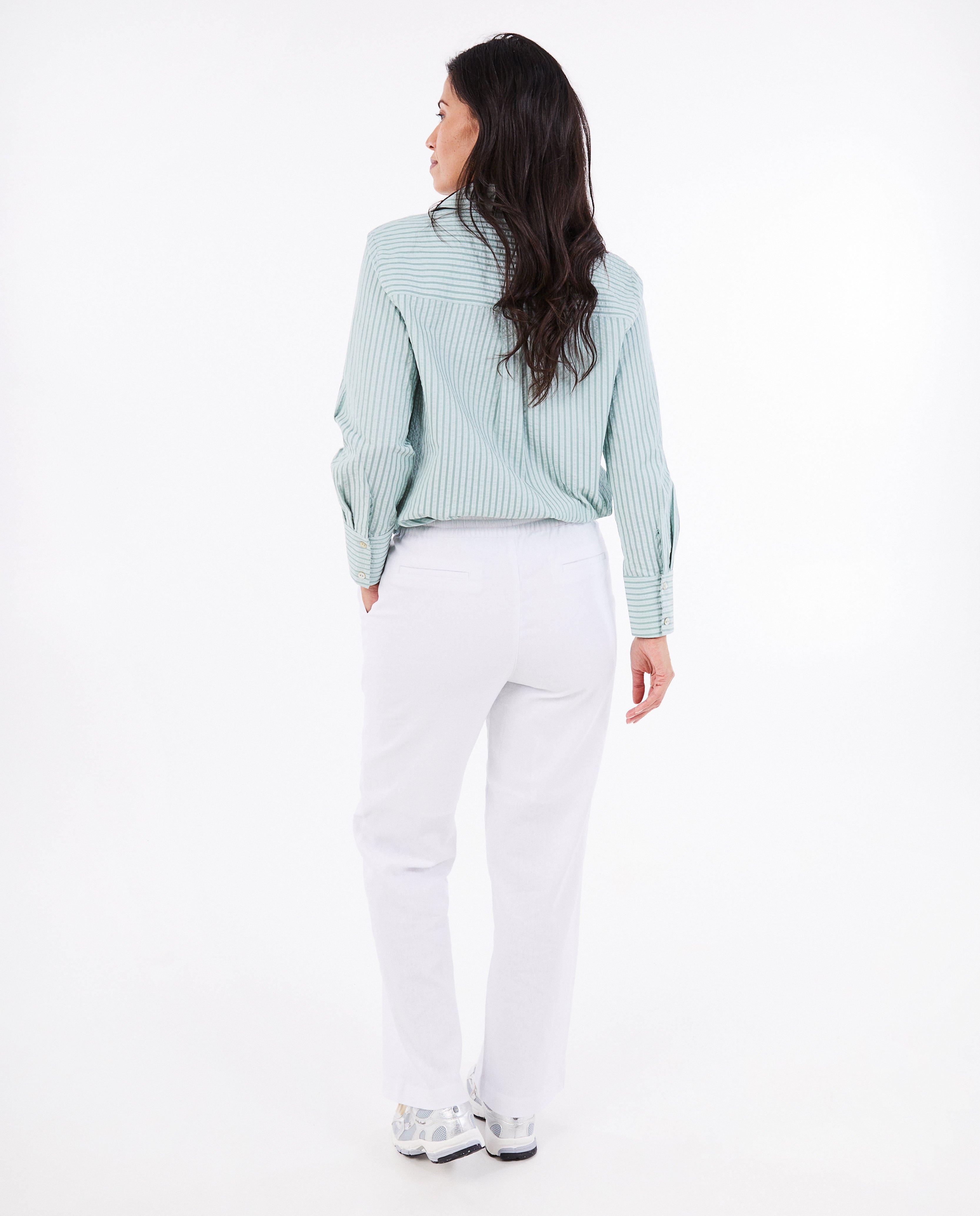 Broeken - Groene broek met linnen