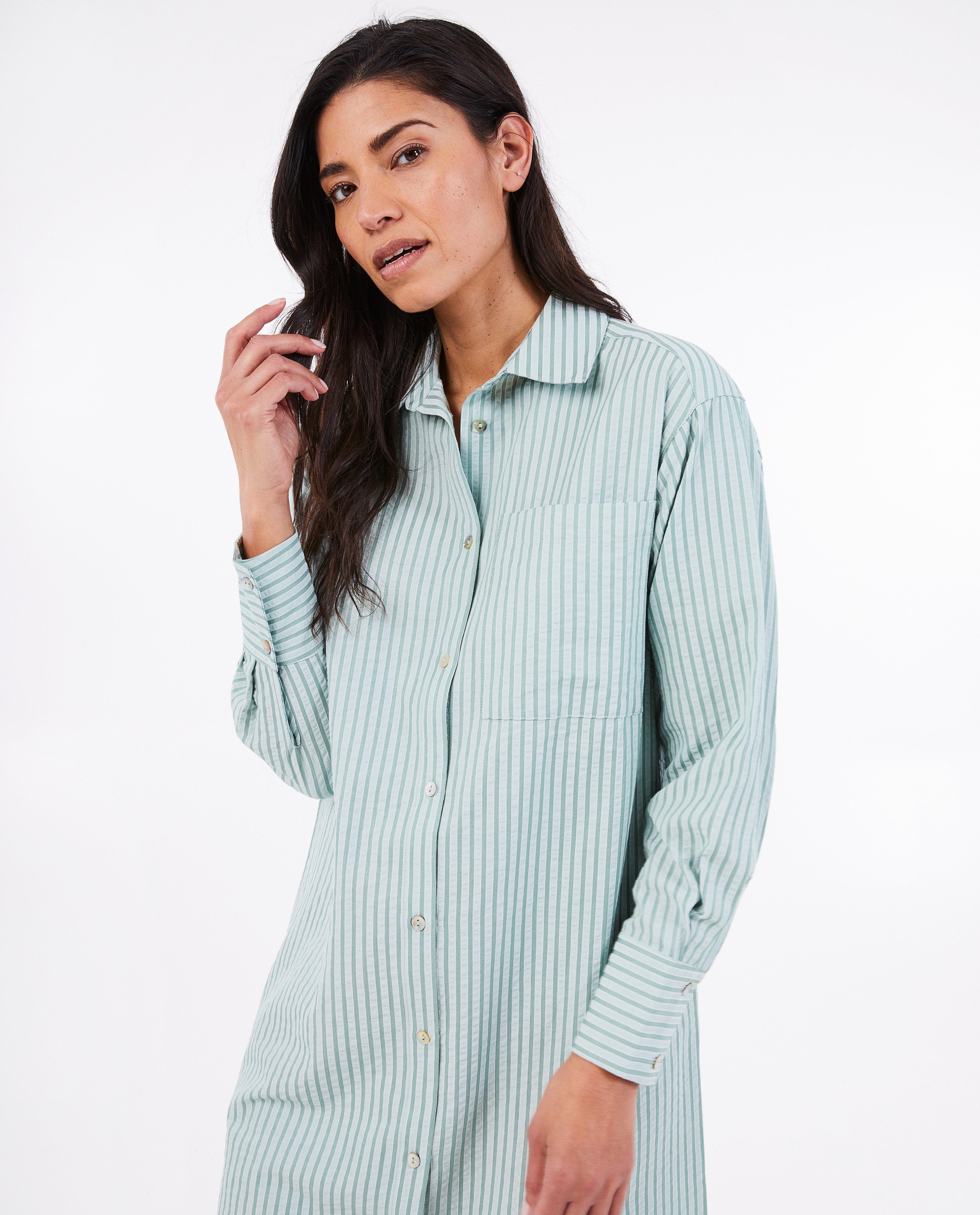 Gestreepte hemdjurk - Product Detail - wit - afbeelding nummer 3