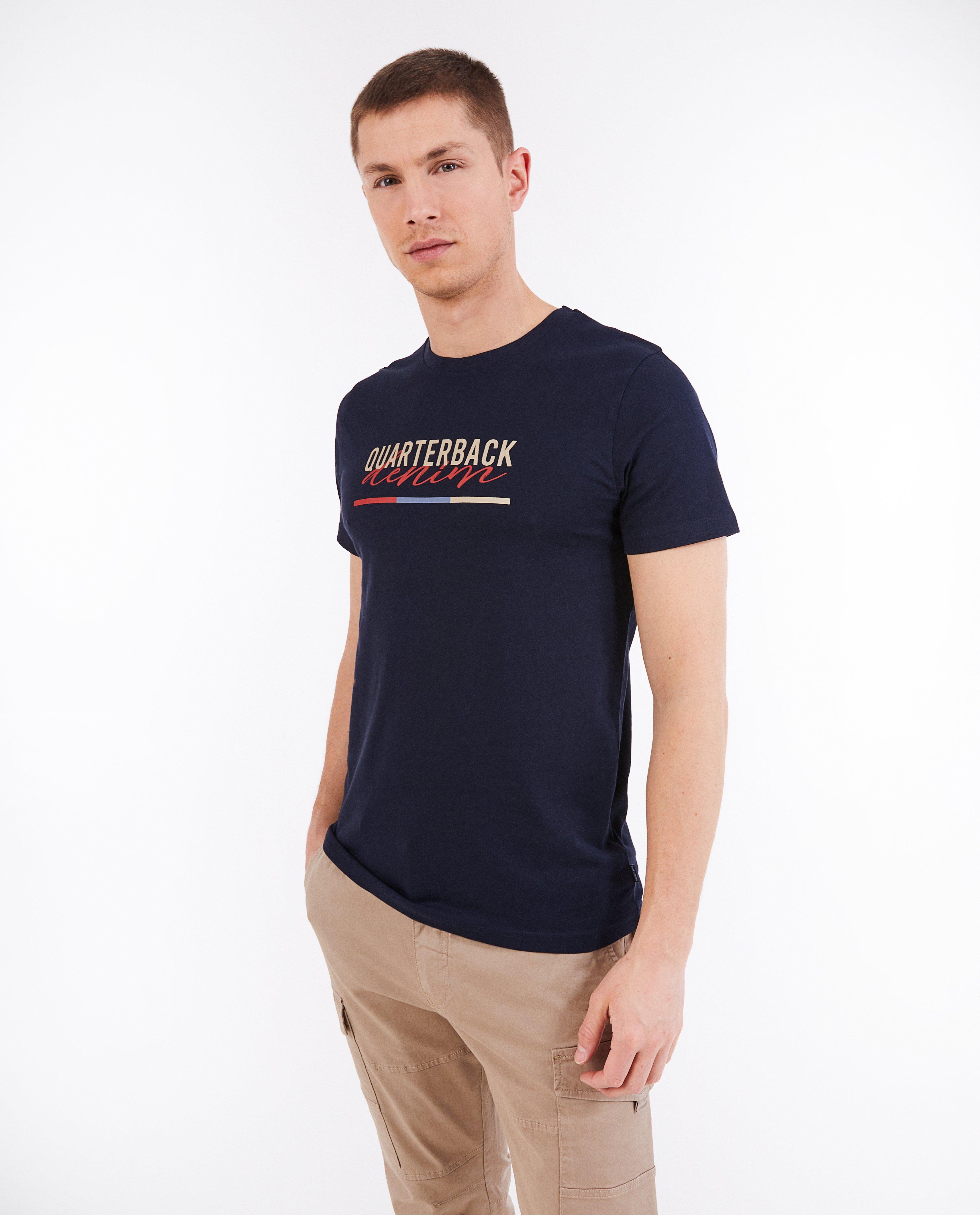T-shirt met opschrift, slim fit - null - Quarterback