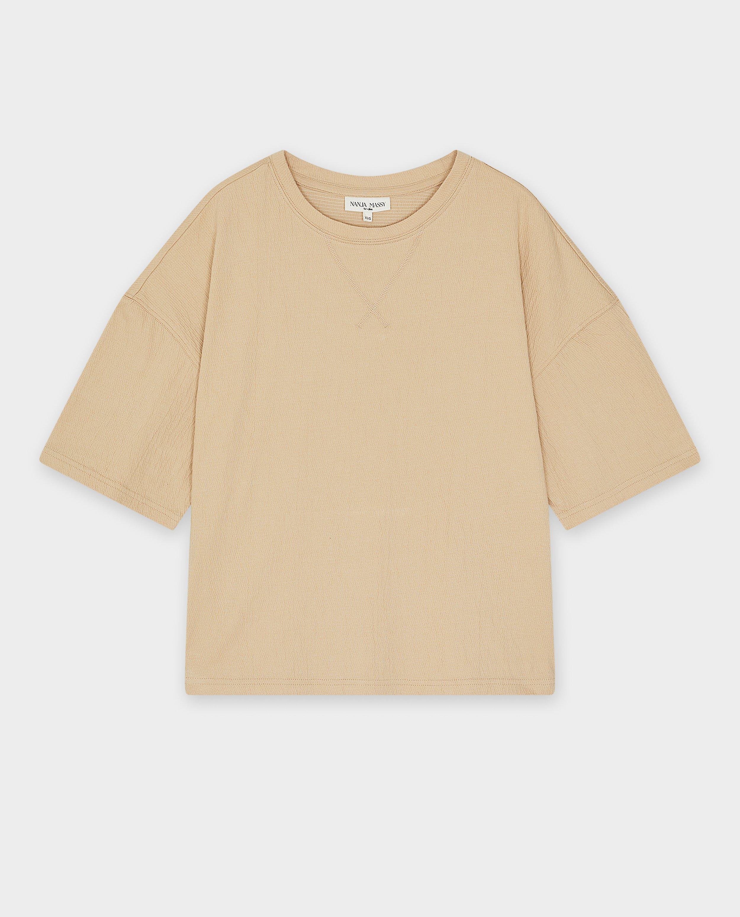 T-shirts - Lichtbruin T-shirt met structuur