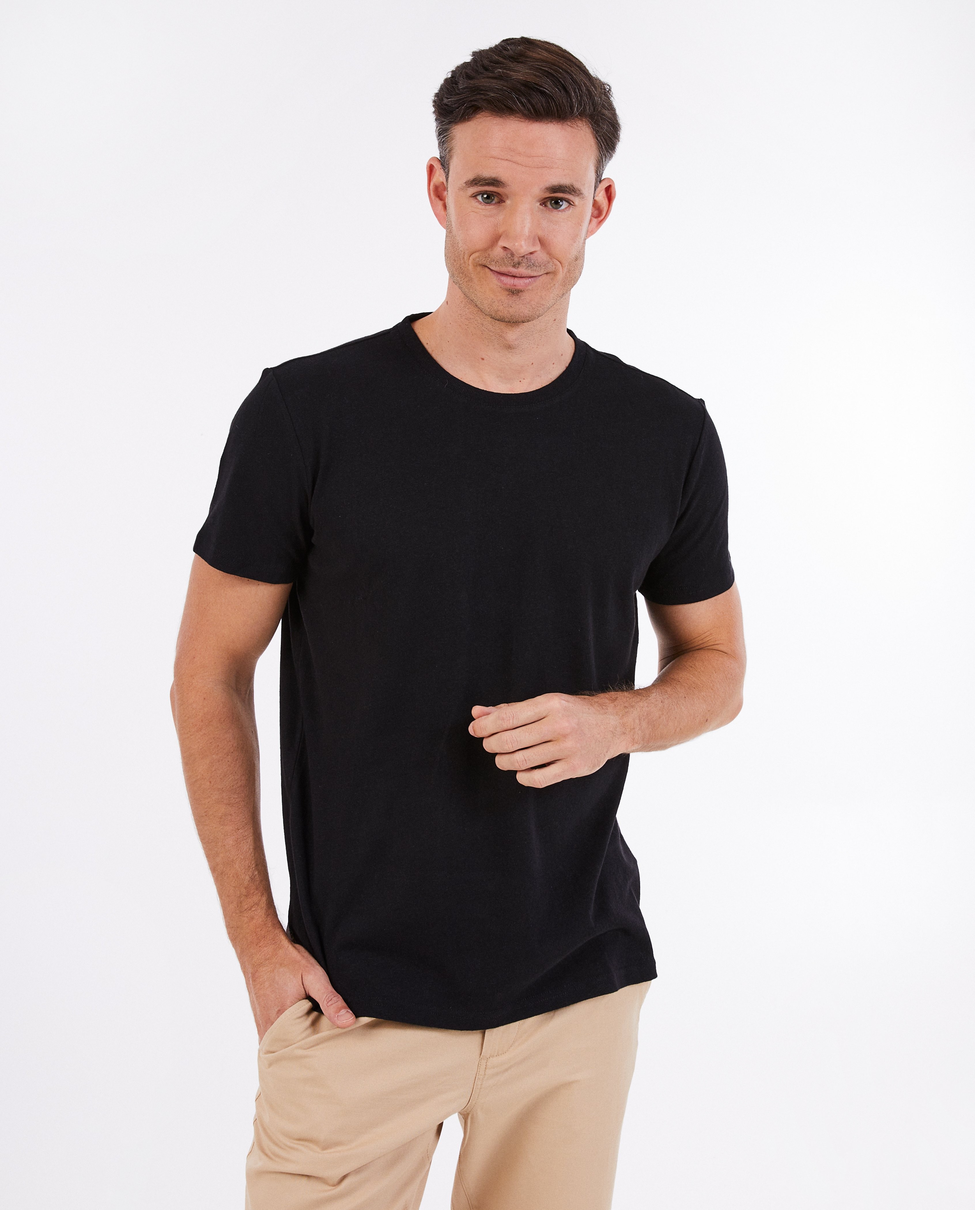 Zwart T-shirt met linnen