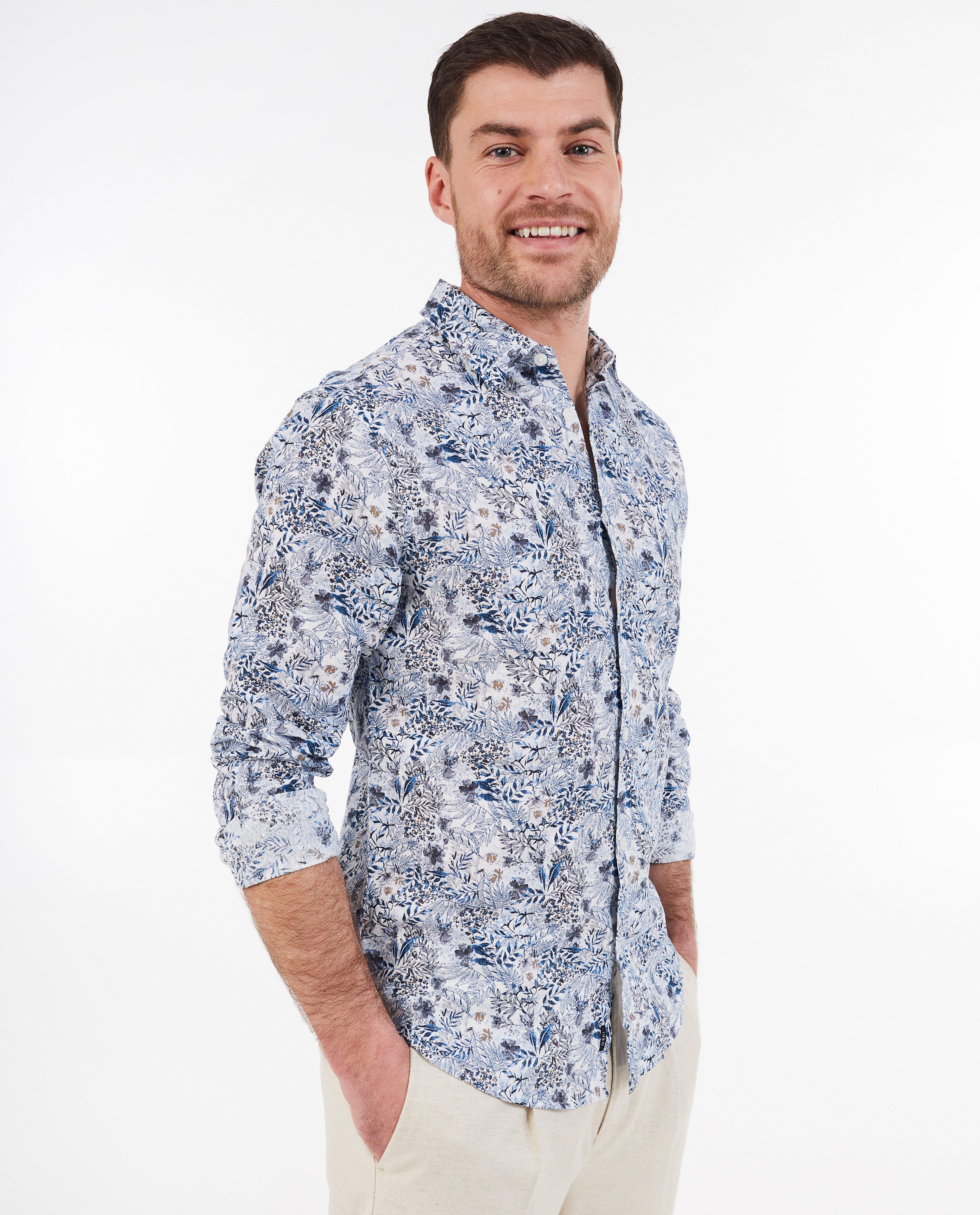 Hemd met linnen, slim fit - null - Iveo