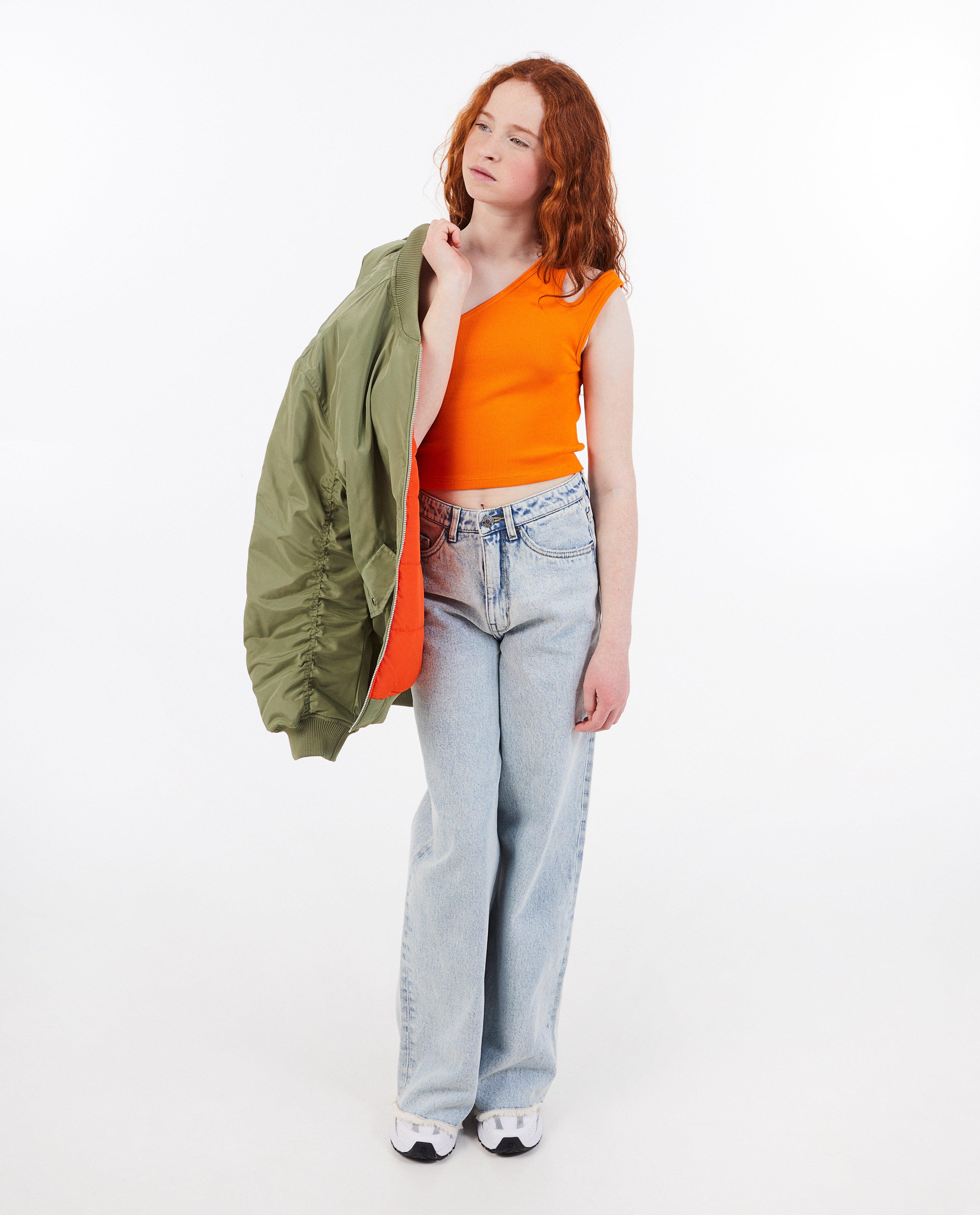 T-shirts - Top met fijne rib, cropped fit