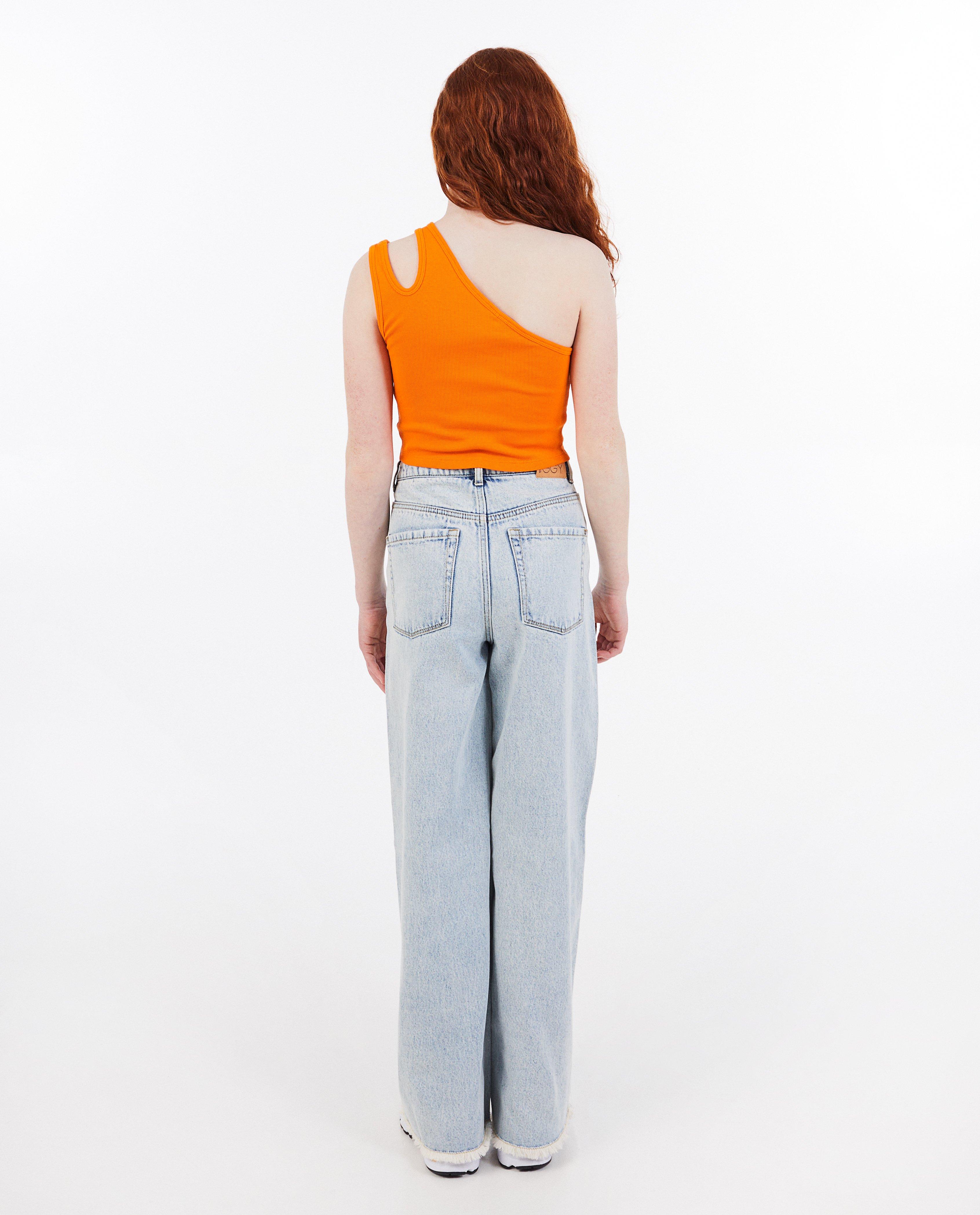 T-shirts - Top met fijne rib, cropped fit