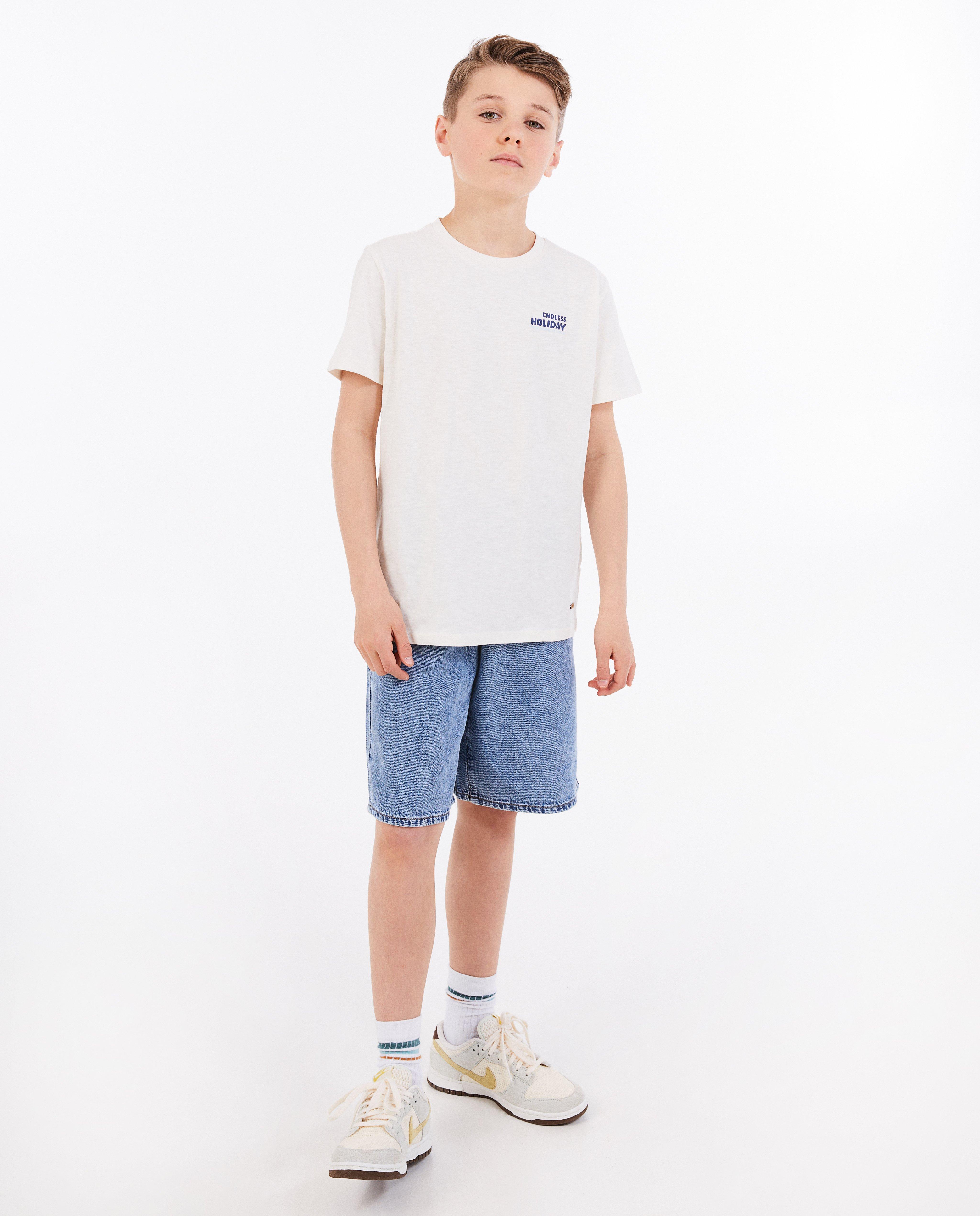 Blauwe jeansshort, relaxed fit, 7-14 jaar - null - Fish & Chips
