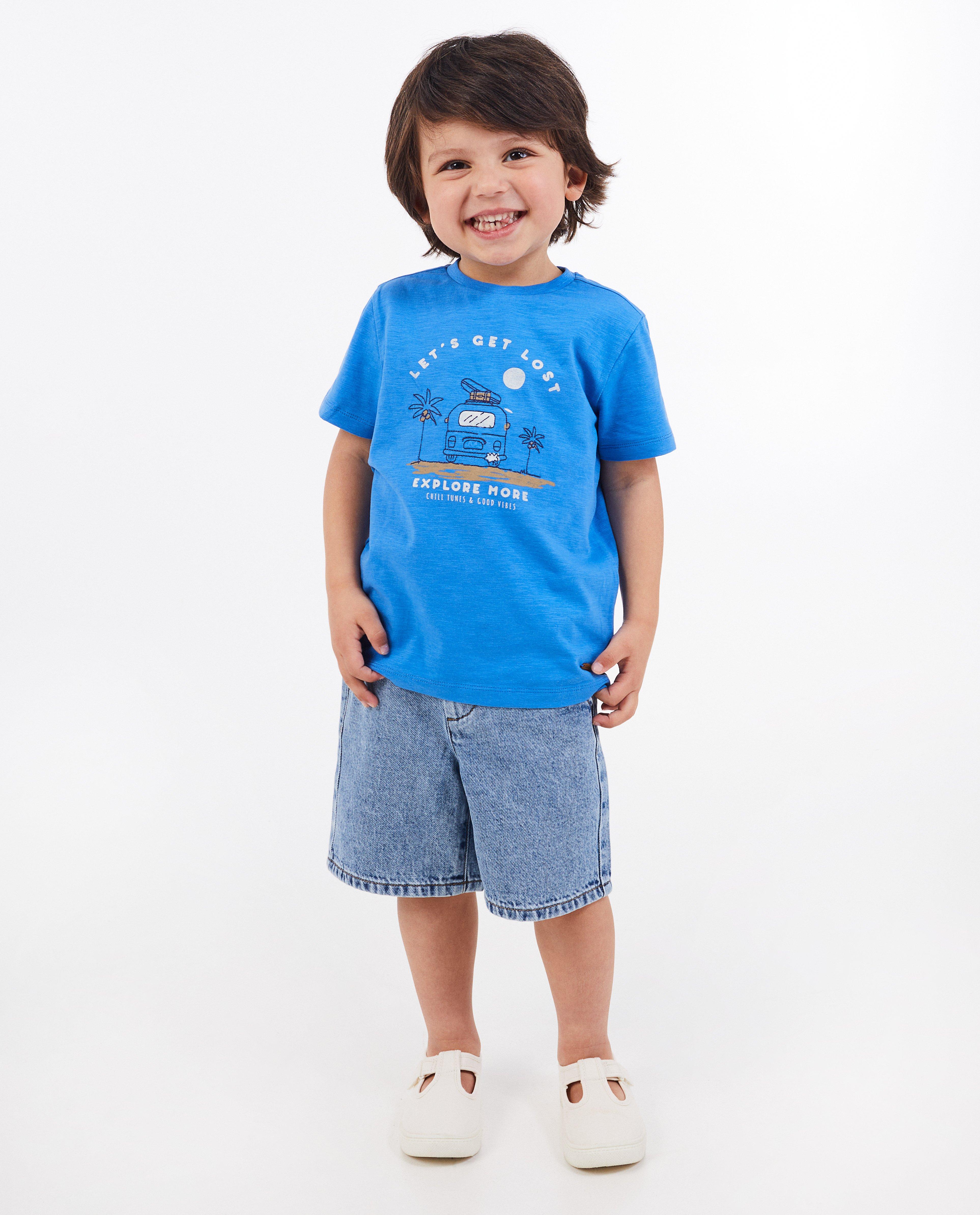 Blauwe jeansshort, baggy fit, 2-7 jaar - null - Kidz Nation