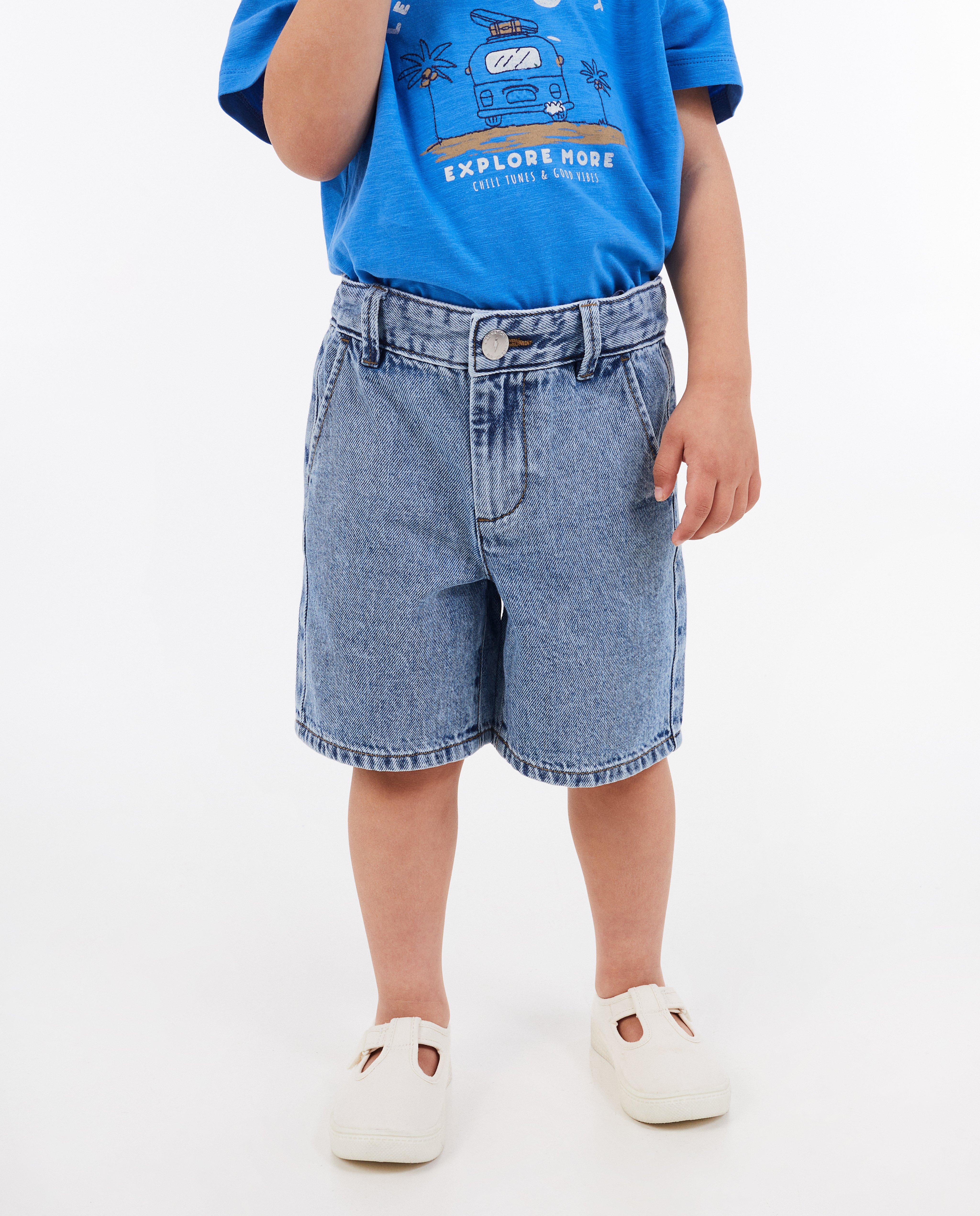 Shorten - Blauwe jeansshort, baggy fit, 2-7 jaar