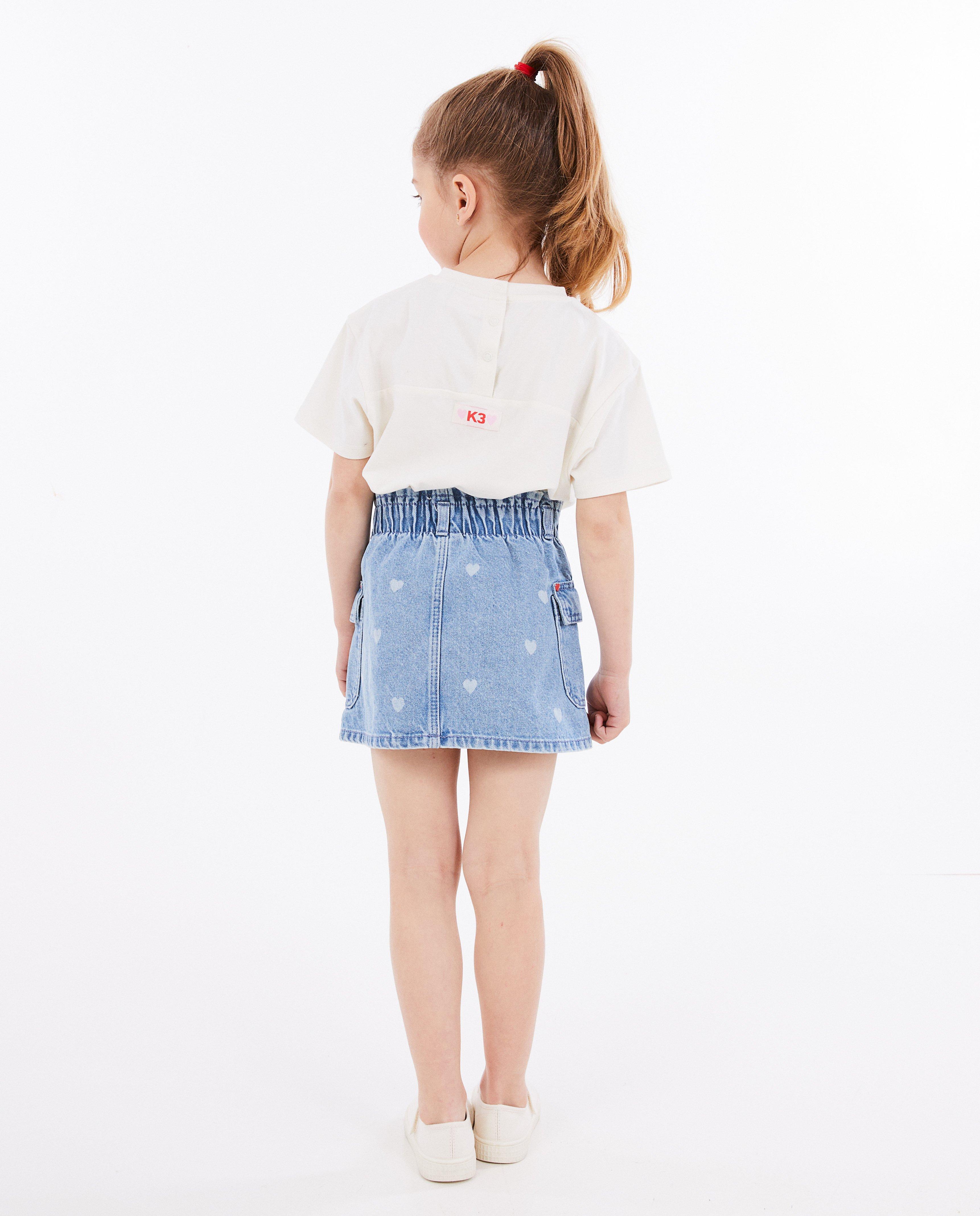 Rokken - Jeansrok met hartjes K3 De 3 Biggetjes