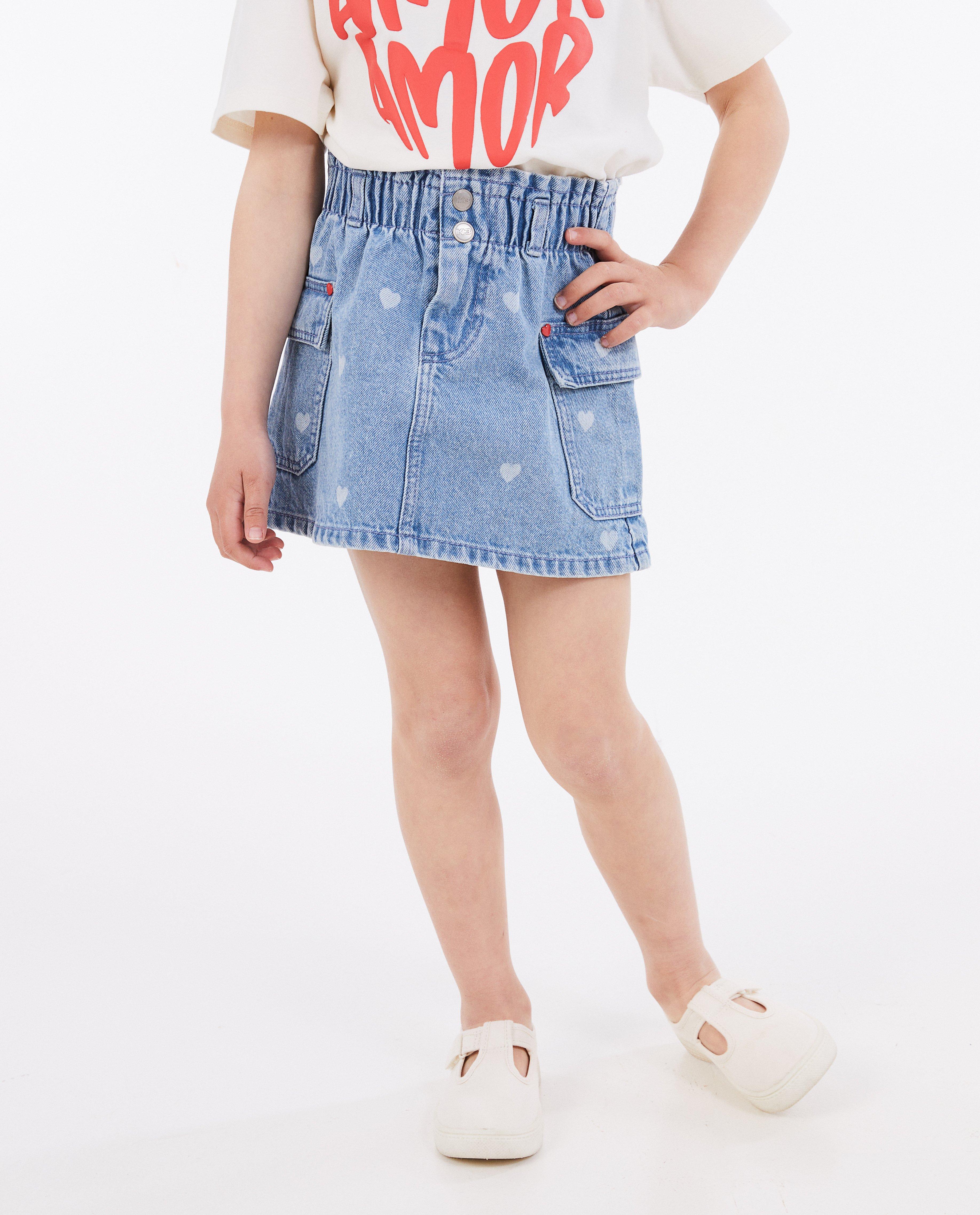 Rokken - Jeansrok met hartjes K3 De 3 Biggetjes