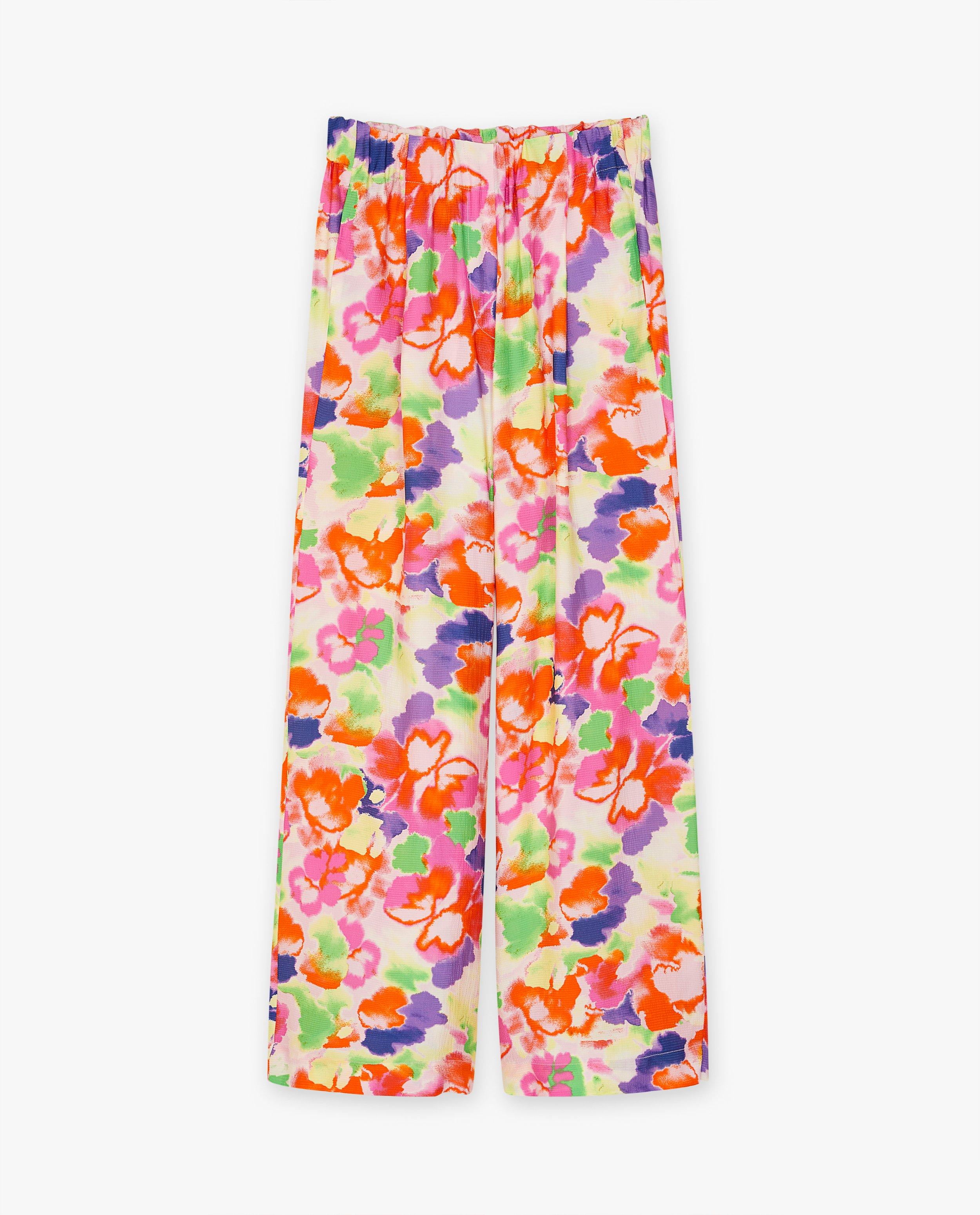 Pantalons - Pantalon fleuri, coupe ample