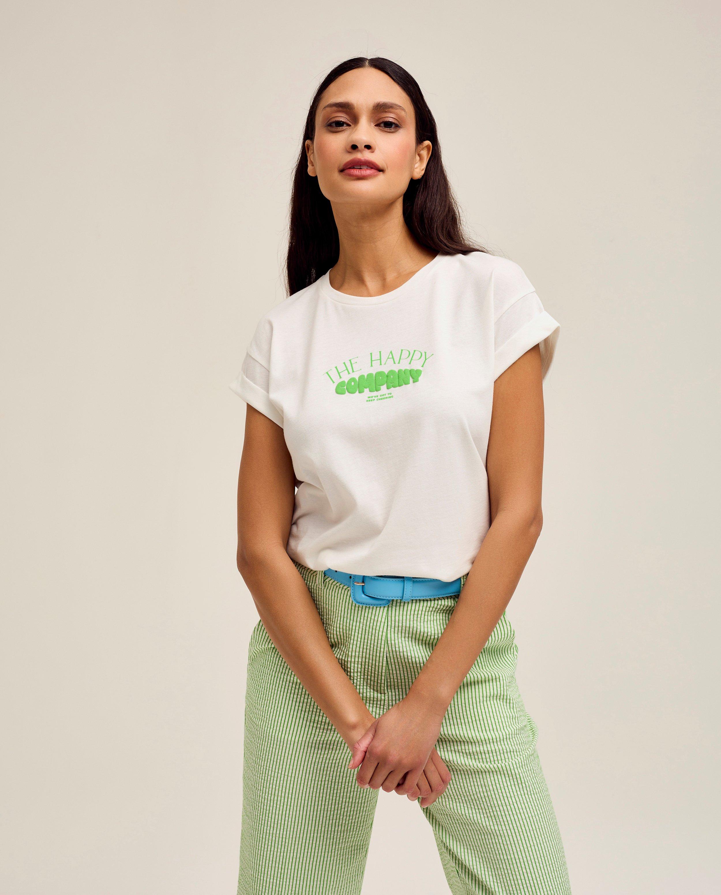 T-shirt met opschrift in reliëf - null - CKS Dames