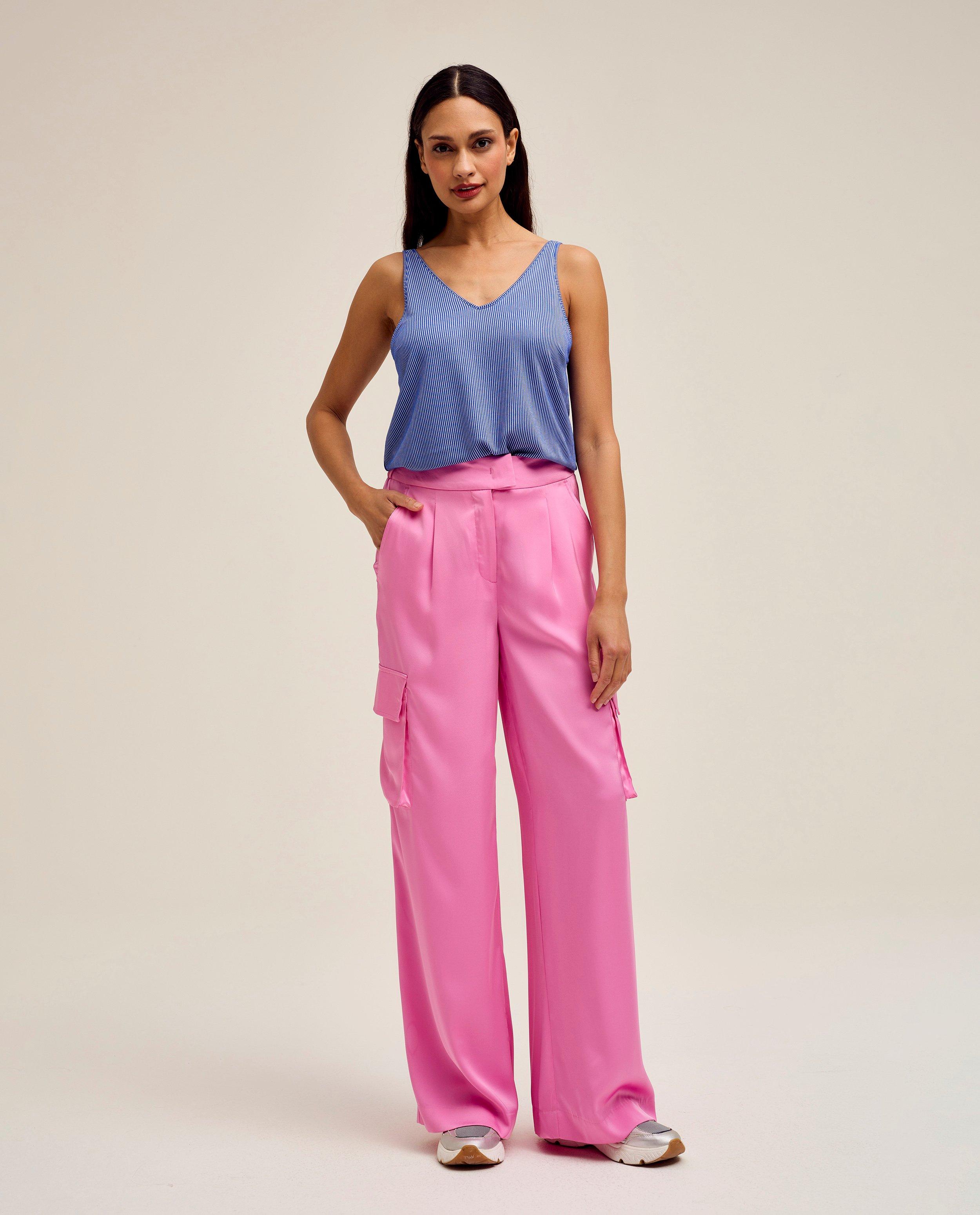 Pantalons - Pantalon rose, coupe cargo