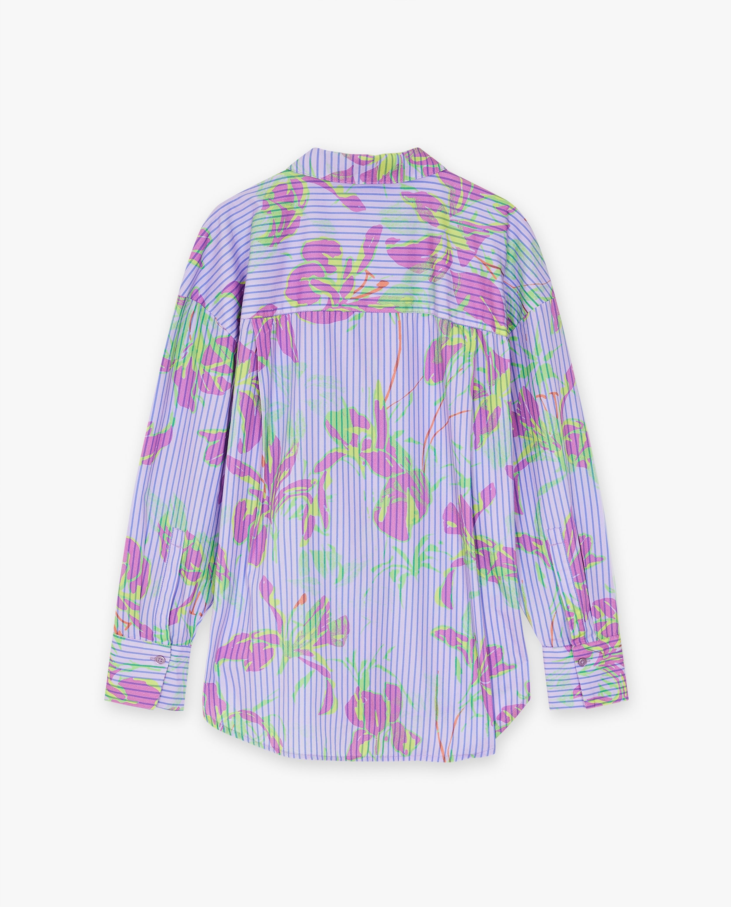 Hemden - Paars hemd met bloemenprint