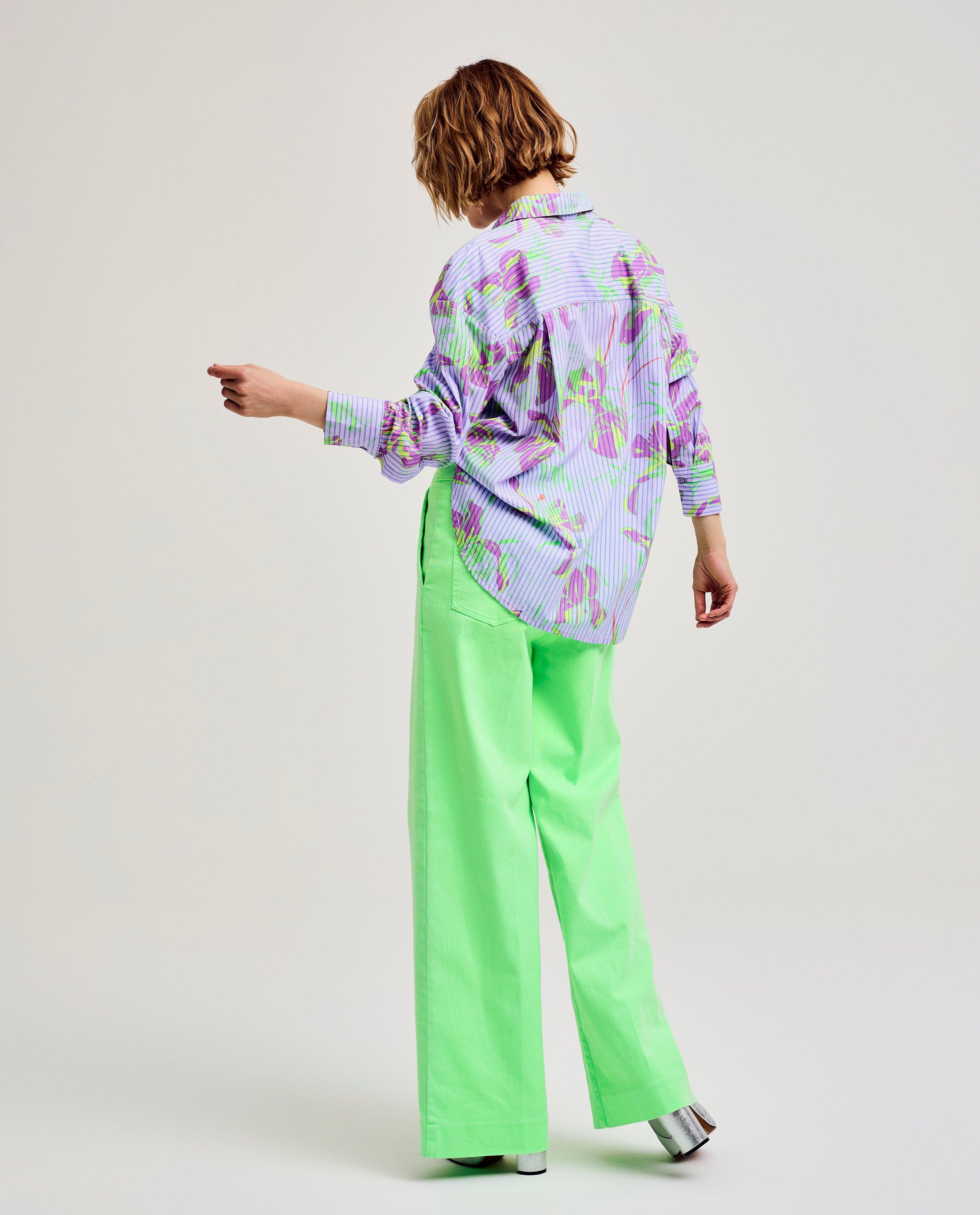 Hemden - Paars hemd met bloemenprint