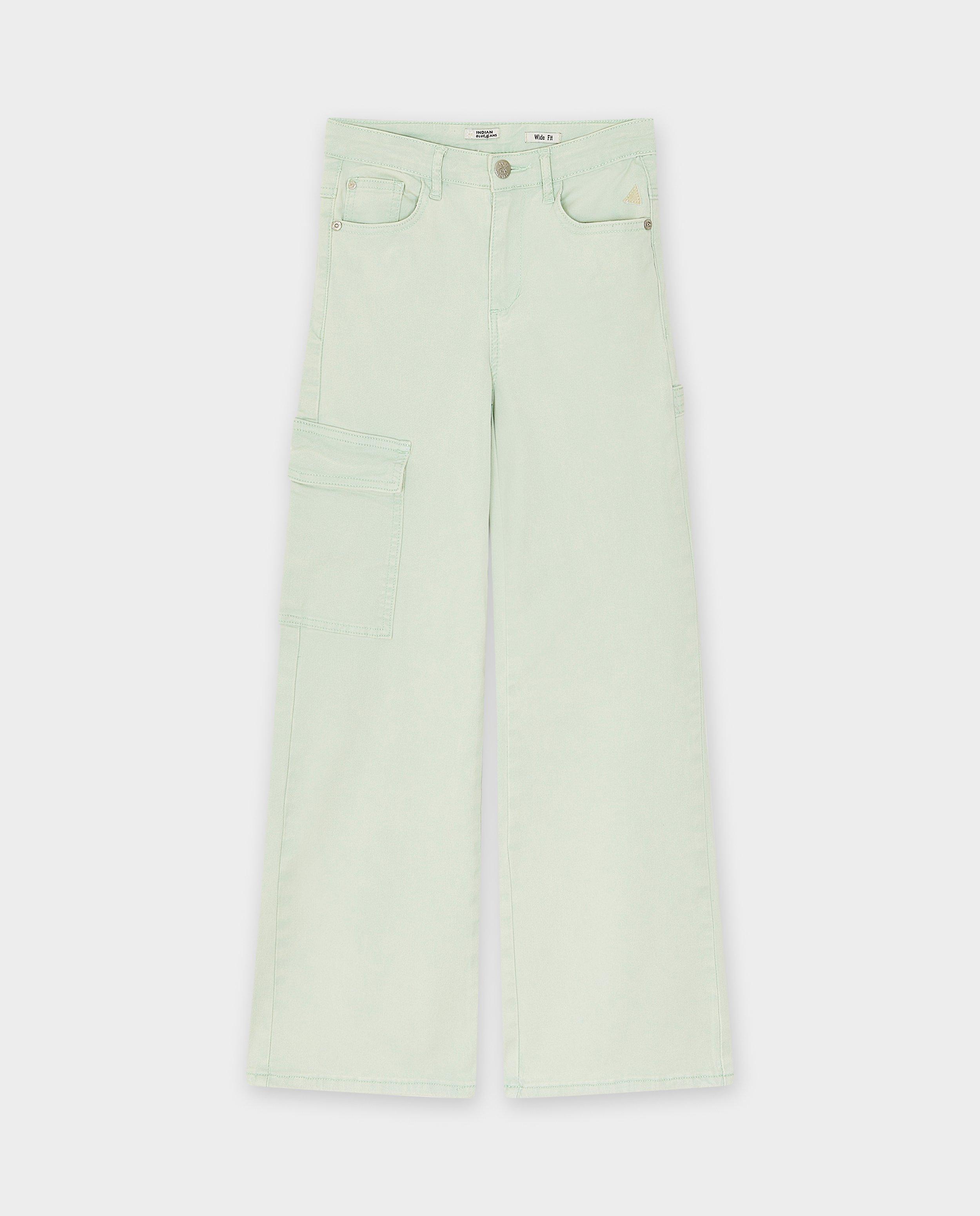 Lichtgroene broek, wide fit - null - Indian Blue Jeans