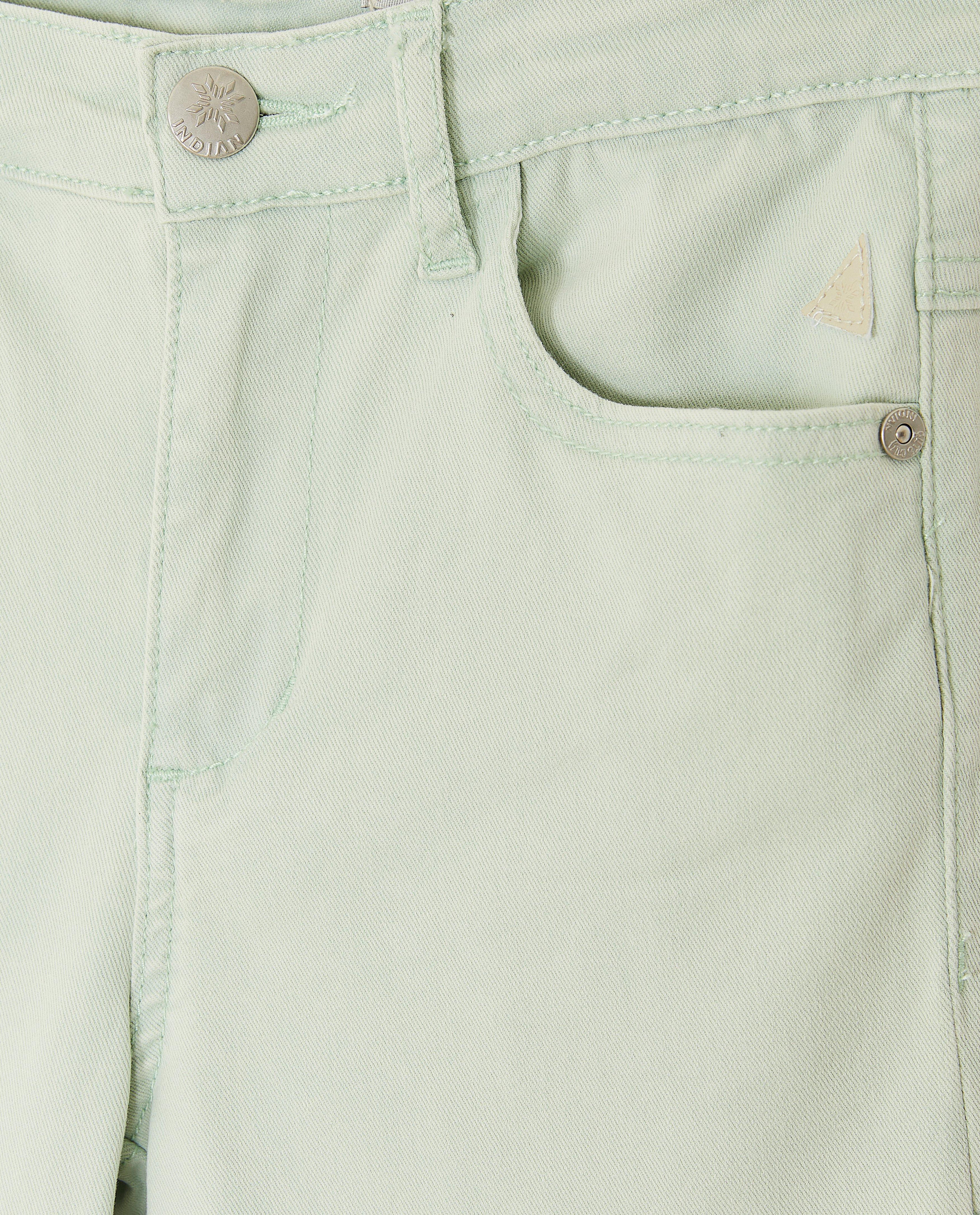 Broeken - Lichtgroene broek, wide fit