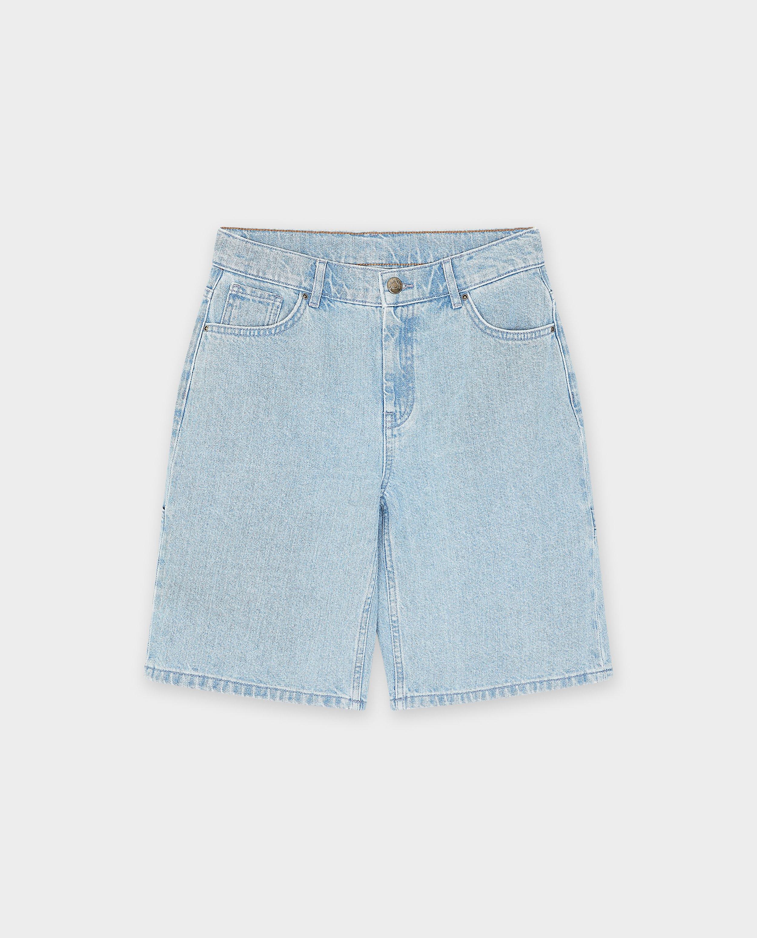 Short en jeans bleu clair, coupe skater - D&eacute;tails du produit - bleu clair - image num&eacute;ro 4