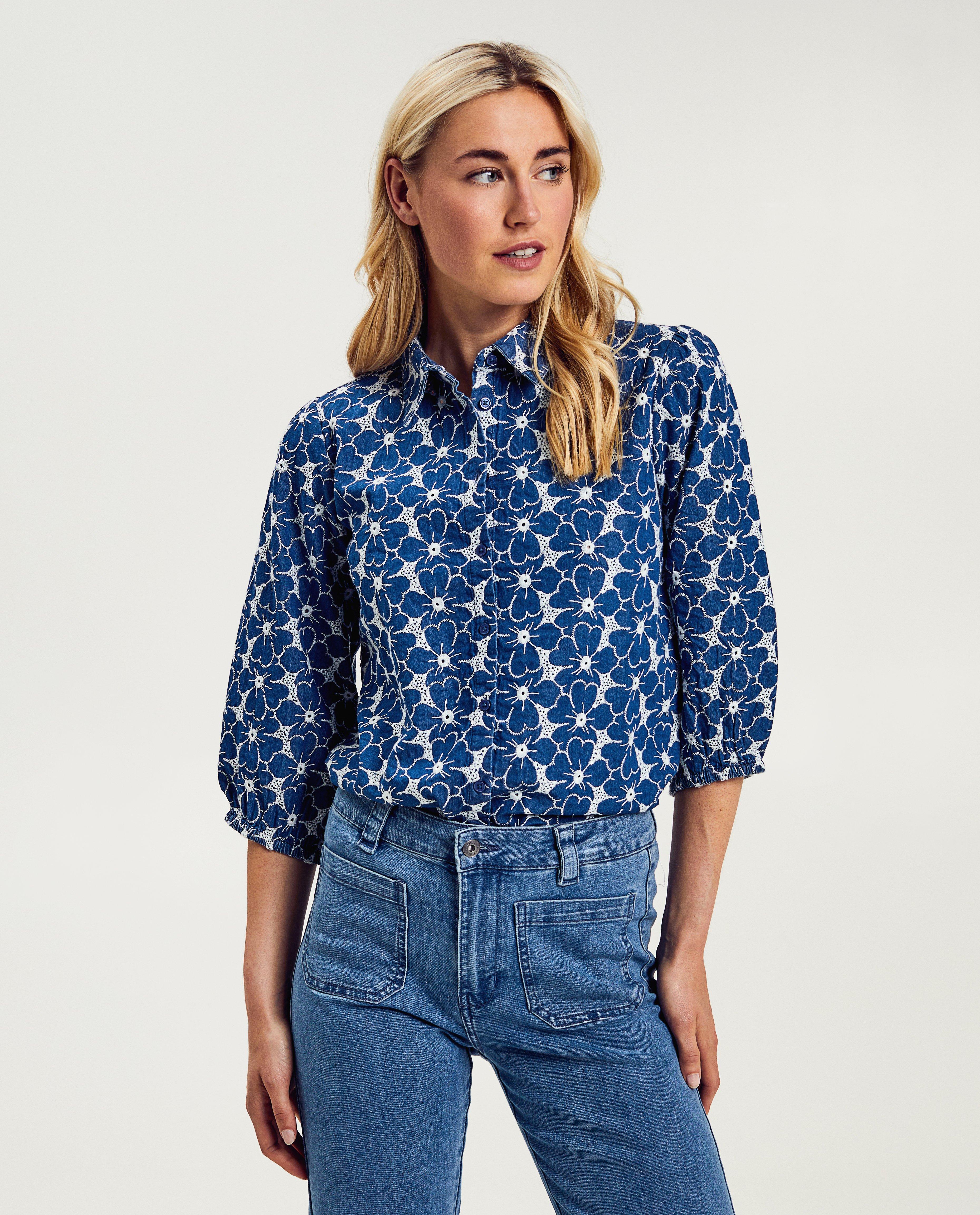 Blouse met geborduurde bloemen - null - Sora